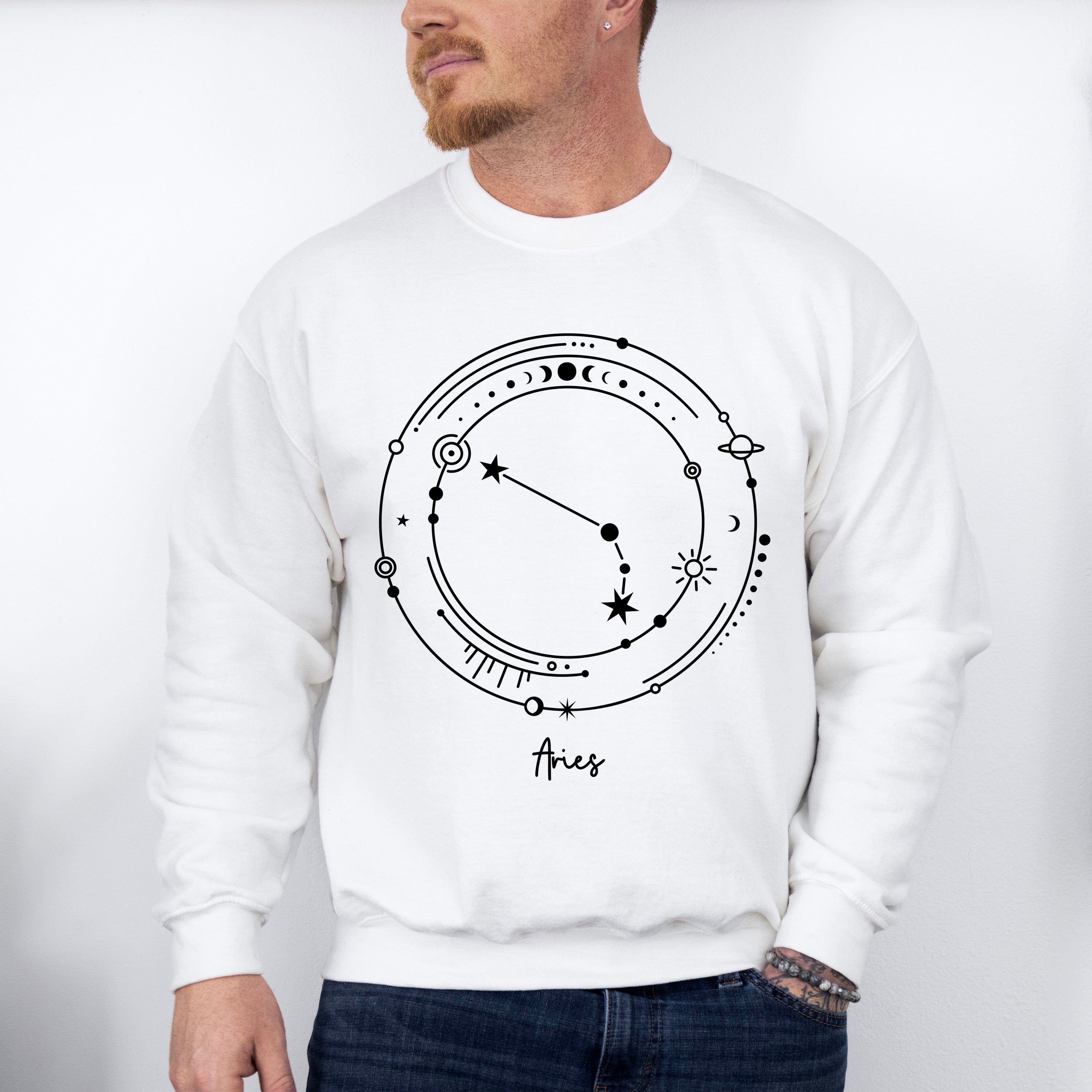 Aries Constellation Design - Zodiac Unisex Crewneck T-Shirt Sweatshirt Hoodie