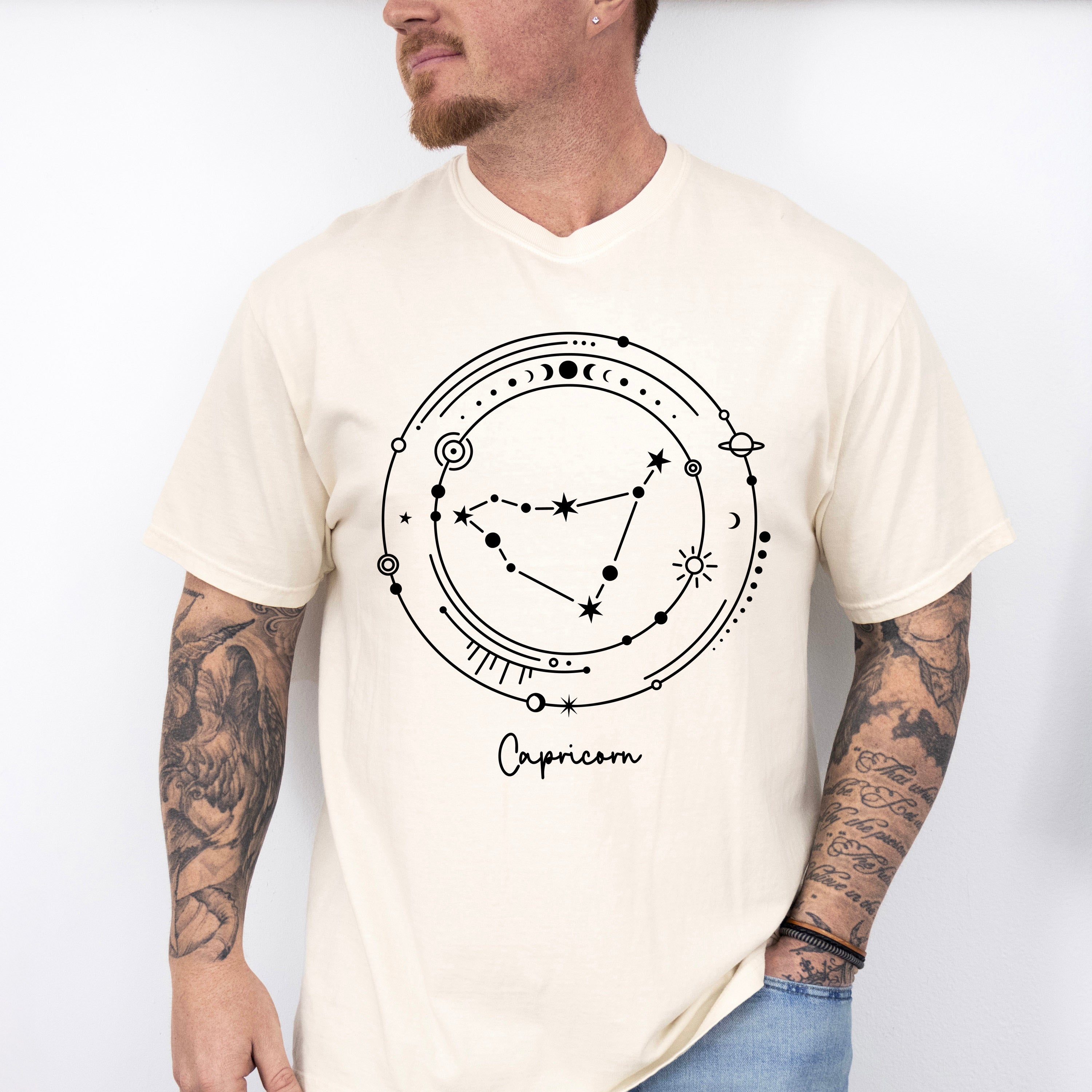Capricorn Constellation Design - Zodiac Unisex Crewneck T-Shirt Sweatshirt Hoodie