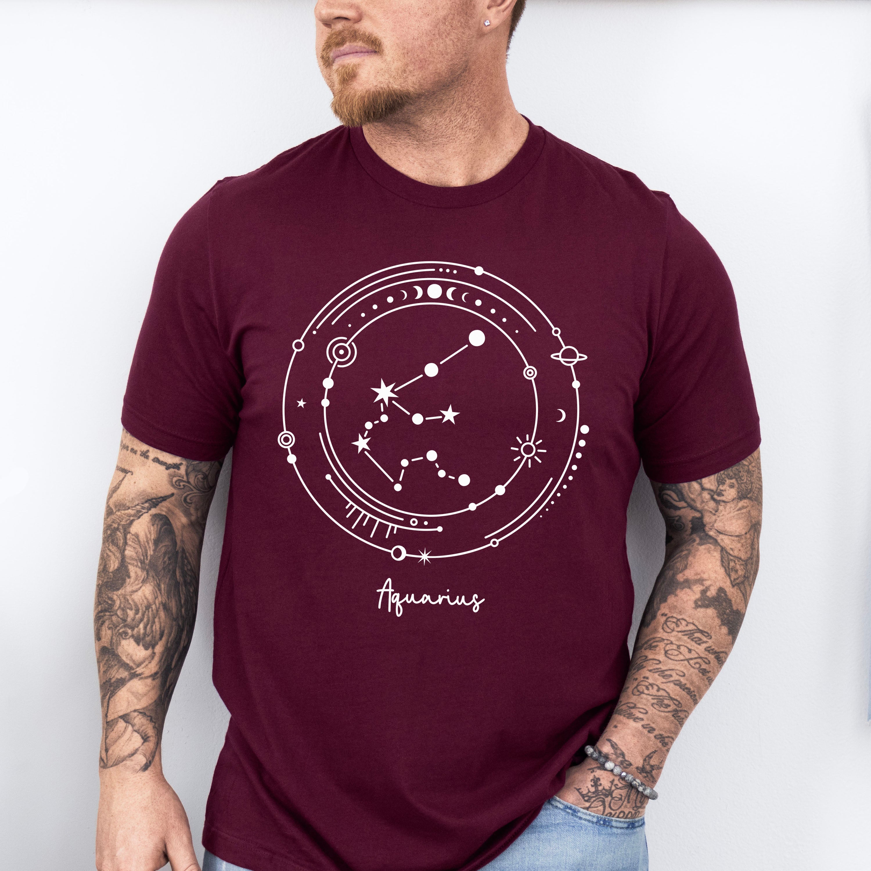 Aquarius Constellation Design - Zodiac Unisex Crewneck T-Shirt Sweatshirt Hoodie