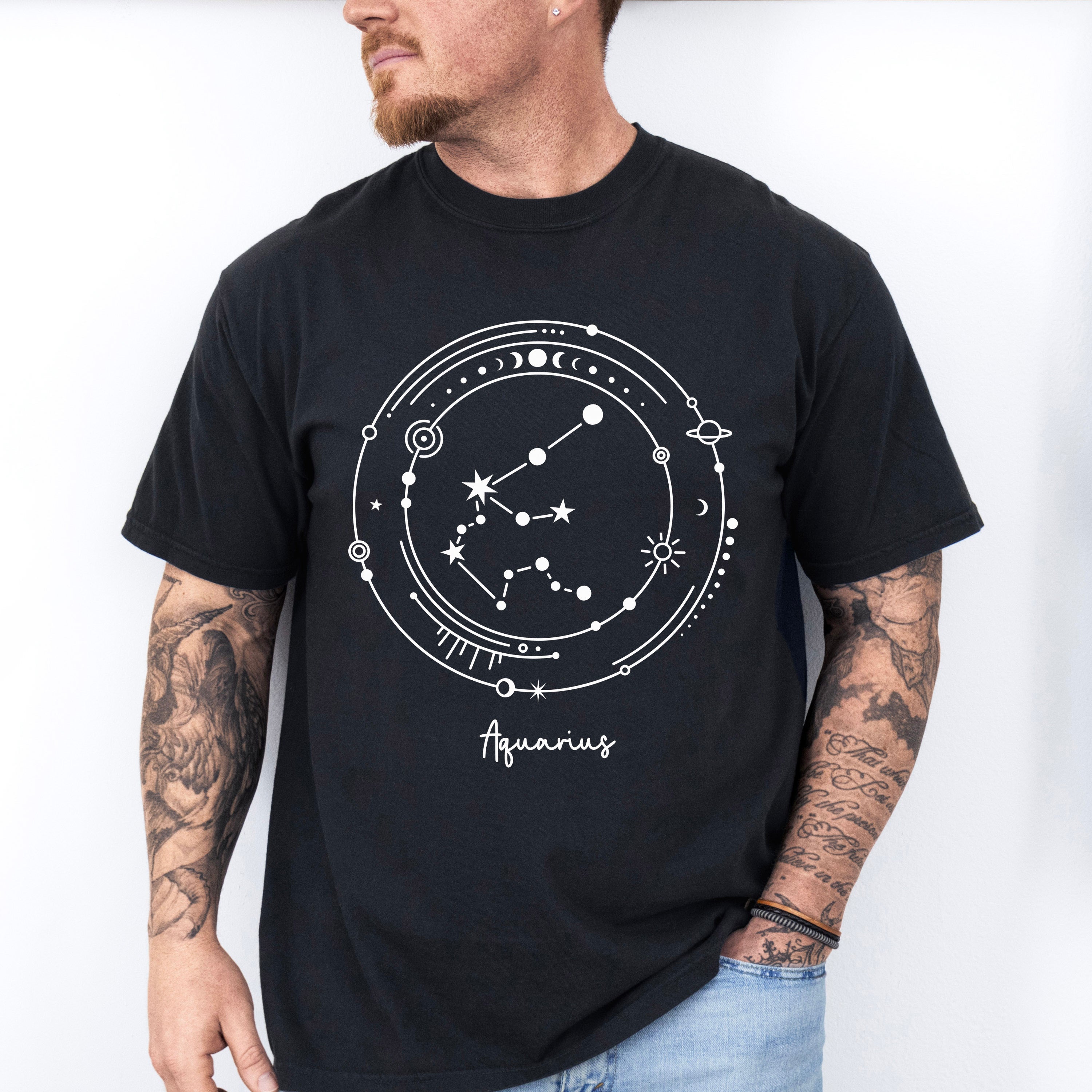 Aquarius Constellation Design - Zodiac Unisex Crewneck T-Shirt Sweatshirt Hoodie