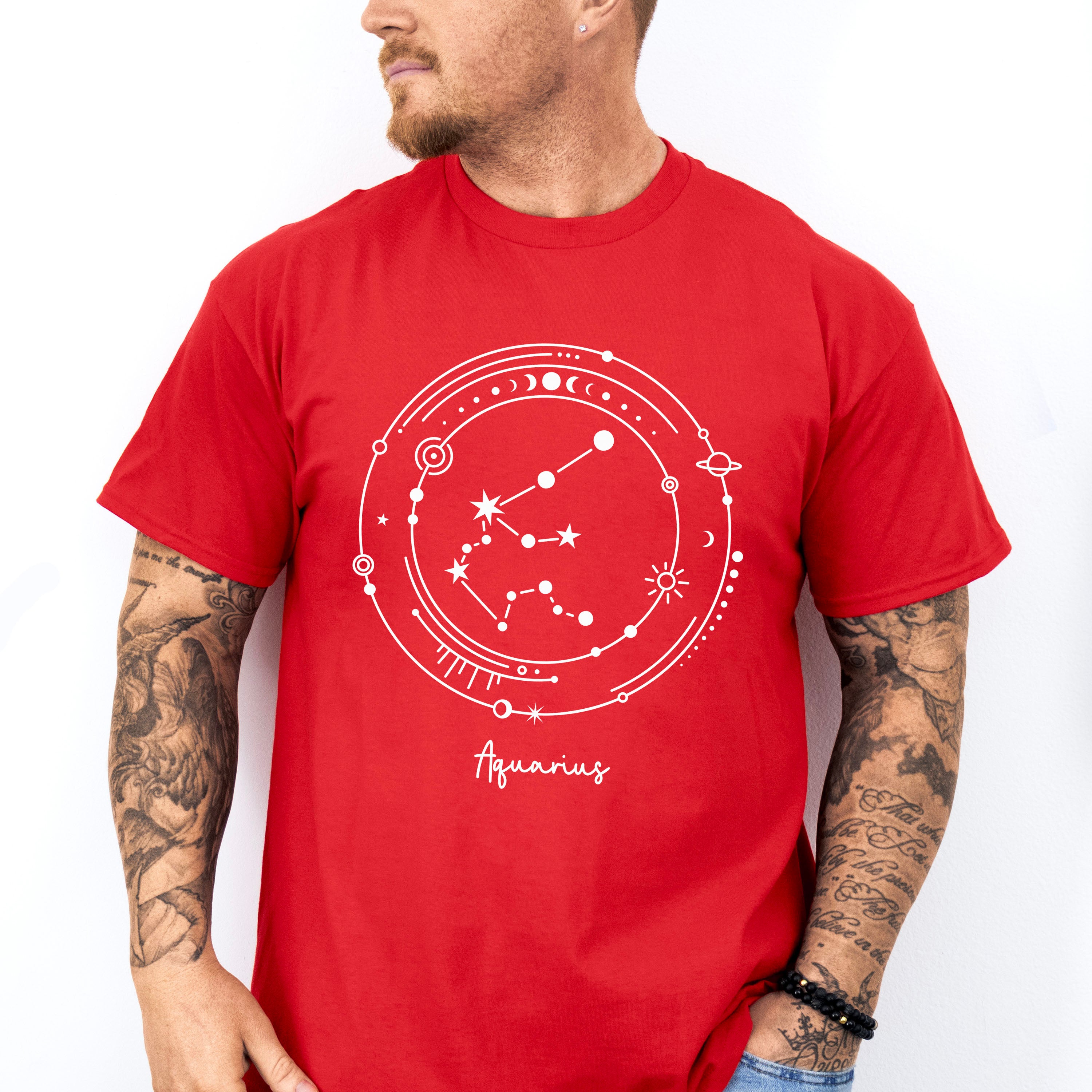 Aquarius Constellation Design - Zodiac Unisex Crewneck T-Shirt Sweatshirt Hoodie