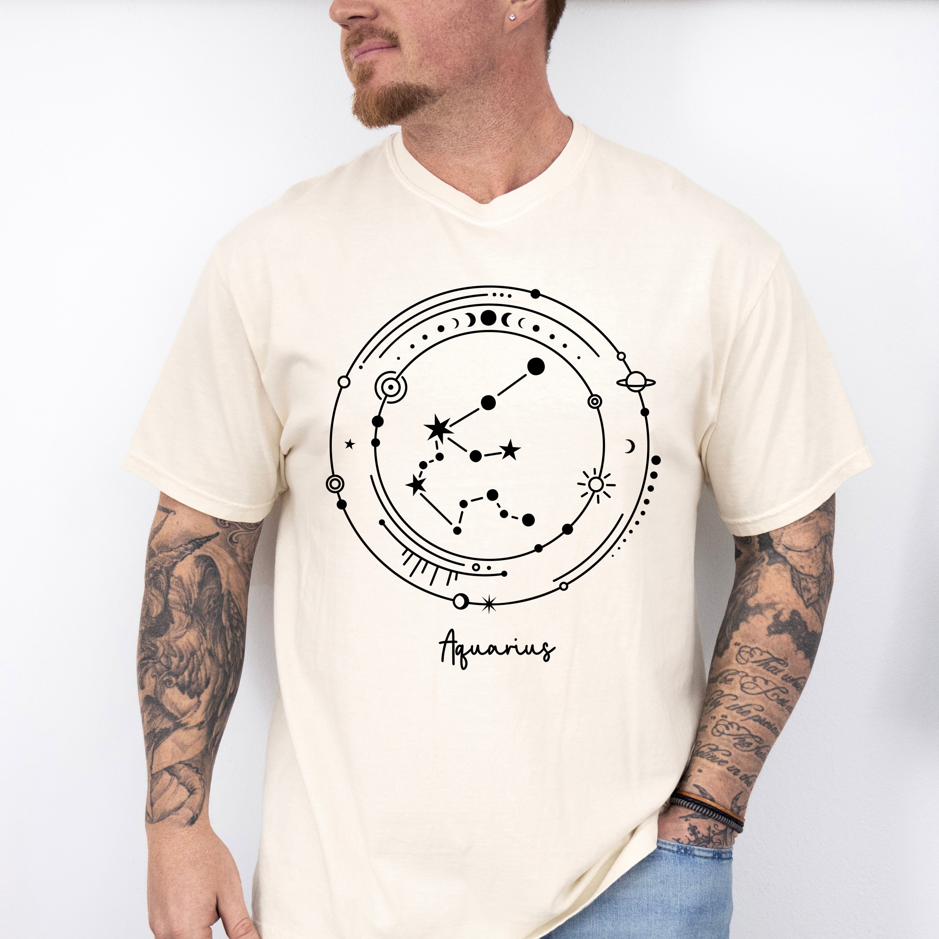 Aquarius Constellation Design - Zodiac Unisex Crewneck T-Shirt Sweatshirt Hoodie