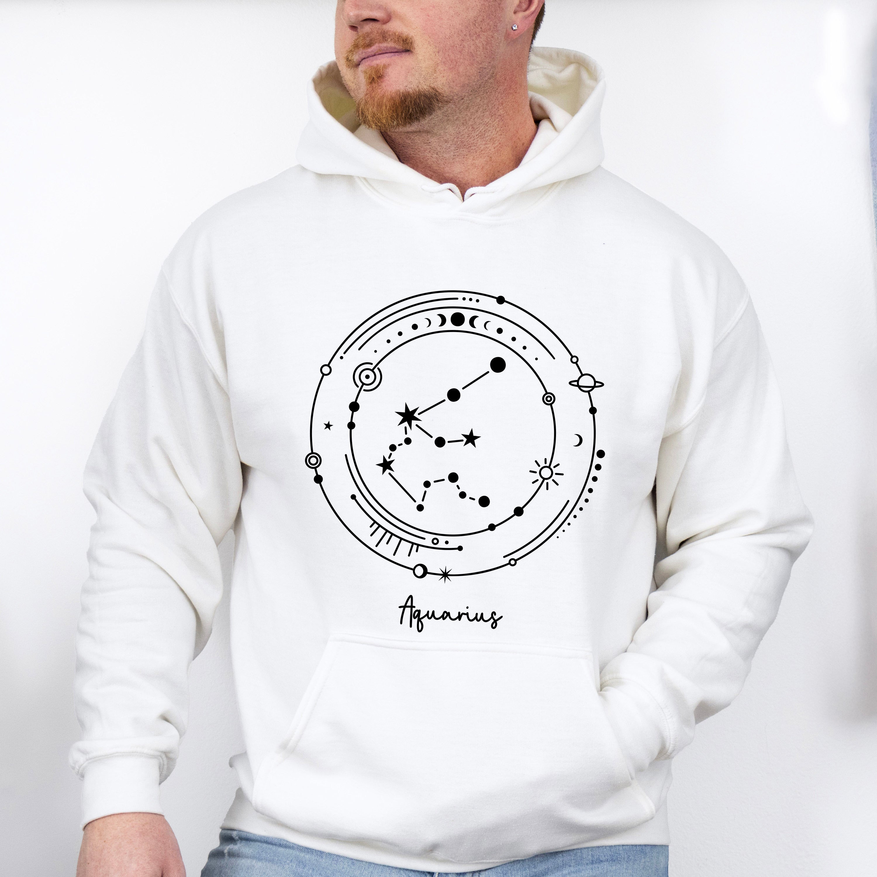 Aquarius Constellation Design - Zodiac Unisex Crewneck T-Shirt Sweatshirt Hoodie