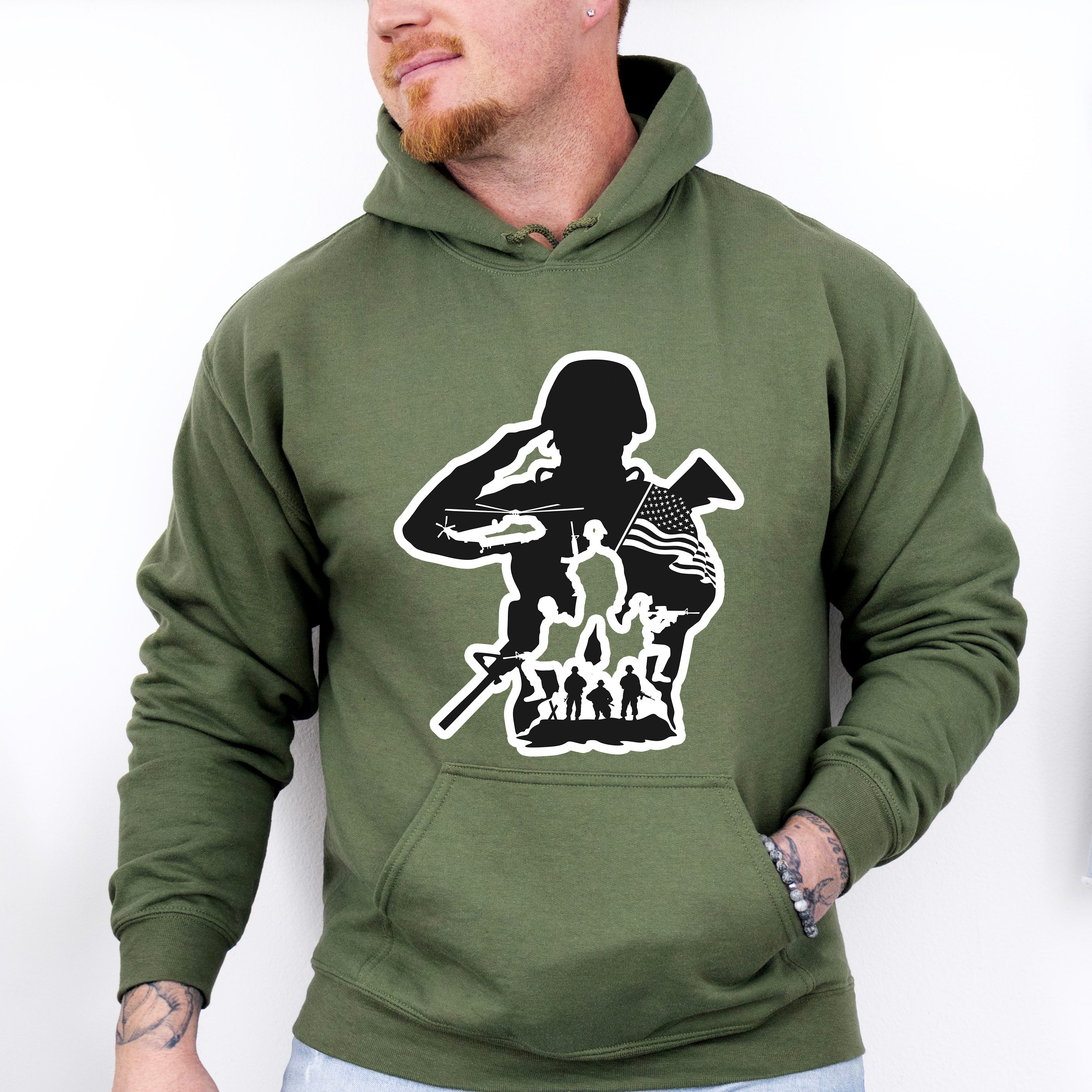 Soldier Dark Design - Military Unisex Crewneck T-Shirt Sweatshirt Hoodie