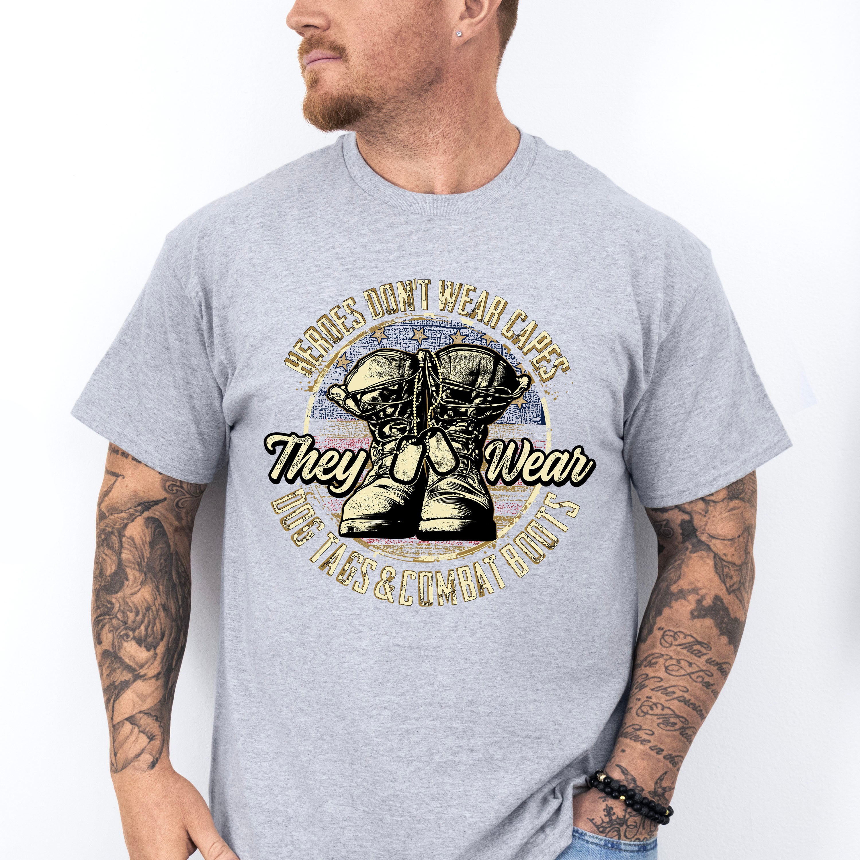 Heroes Wear Dog Tags And Combat Boots - Military Unisex Crewneck T-Shirt Sweatshirt Hoodie