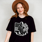 Soldier With Flag Dark Design - Military Unisex Crewneck T-Shirt Sweatshirt Hoodie