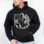 Soldier With Flag Dark Design - Military Unisex Crewneck T-Shirt Sweatshirt Hoodie