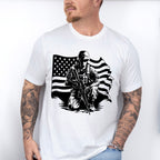 Soldier With Flag Dark Design - Military Unisex Crewneck T-Shirt Sweatshirt Hoodie