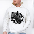 Soldier With Flag Dark Design - Military Unisex Crewneck T-Shirt Sweatshirt Hoodie