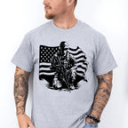 Soldier With Flag Dark Design - Military Unisex Crewneck T-Shirt Sweatshirt Hoodie