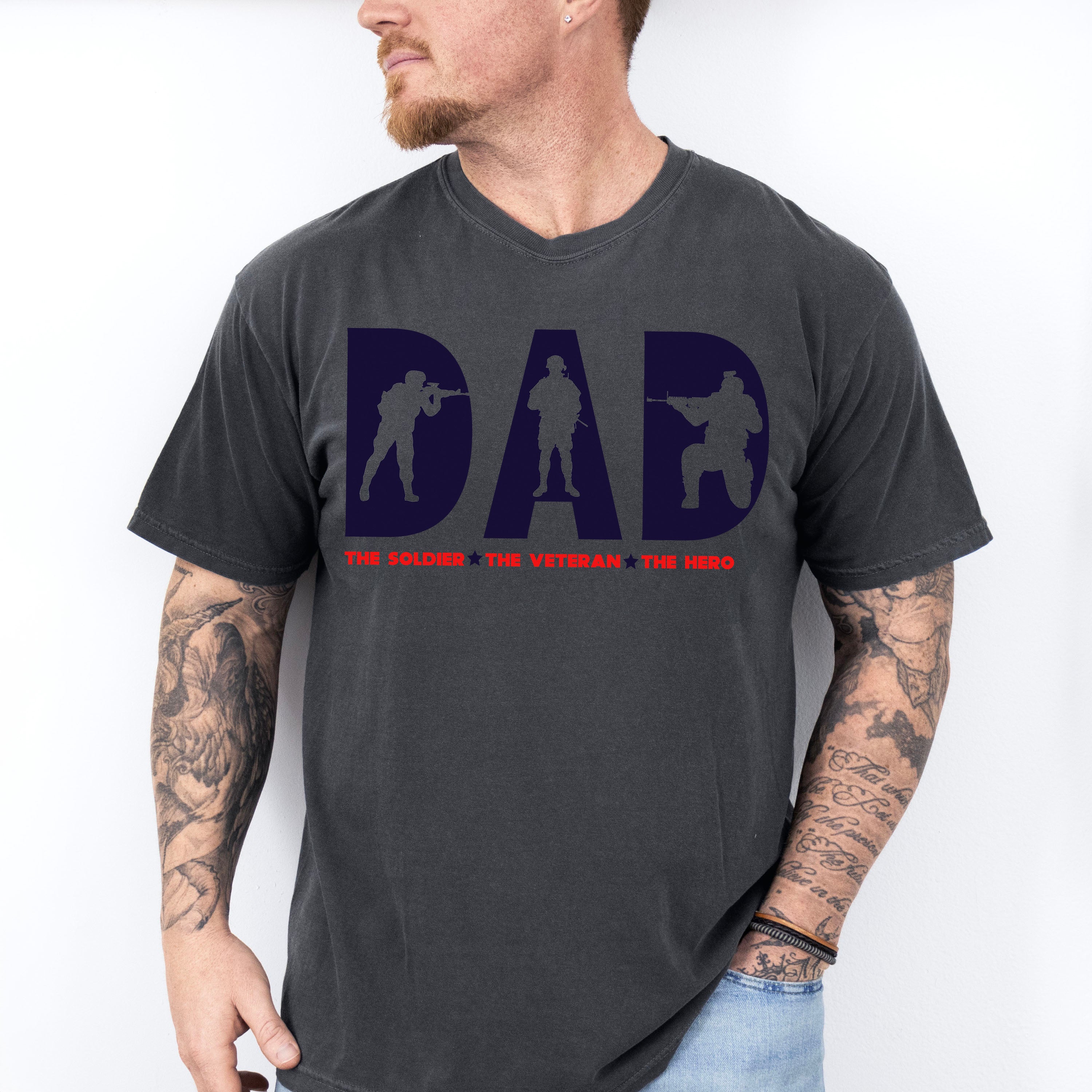 Dad The Soldier The Veteren The Hero - Military Unisex Crewneck T-Shirt Sweatshirt Hoodie