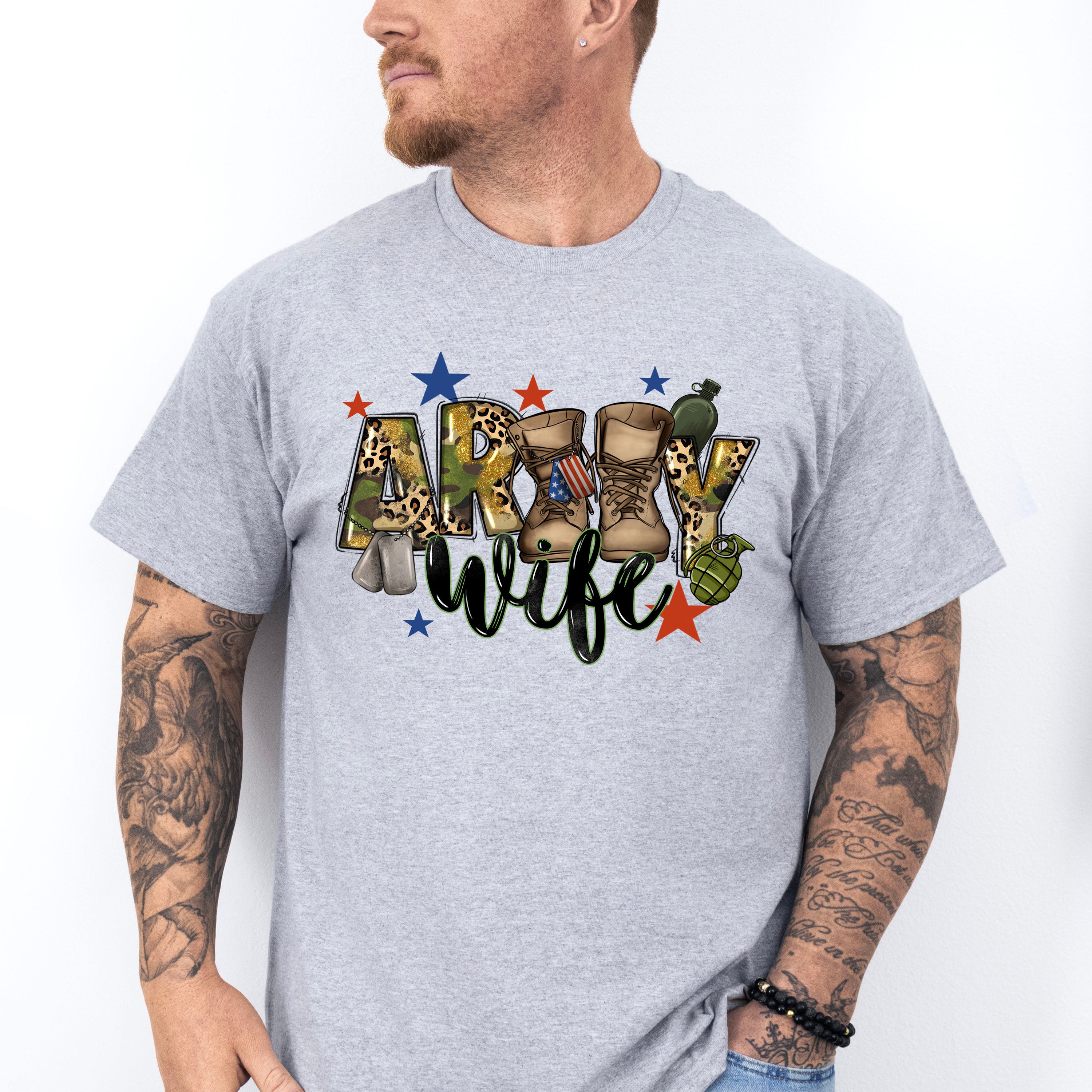 Army Wife Boots Design - Military Unisex Crewneck T-Shirt Sweatshirt Hoodie