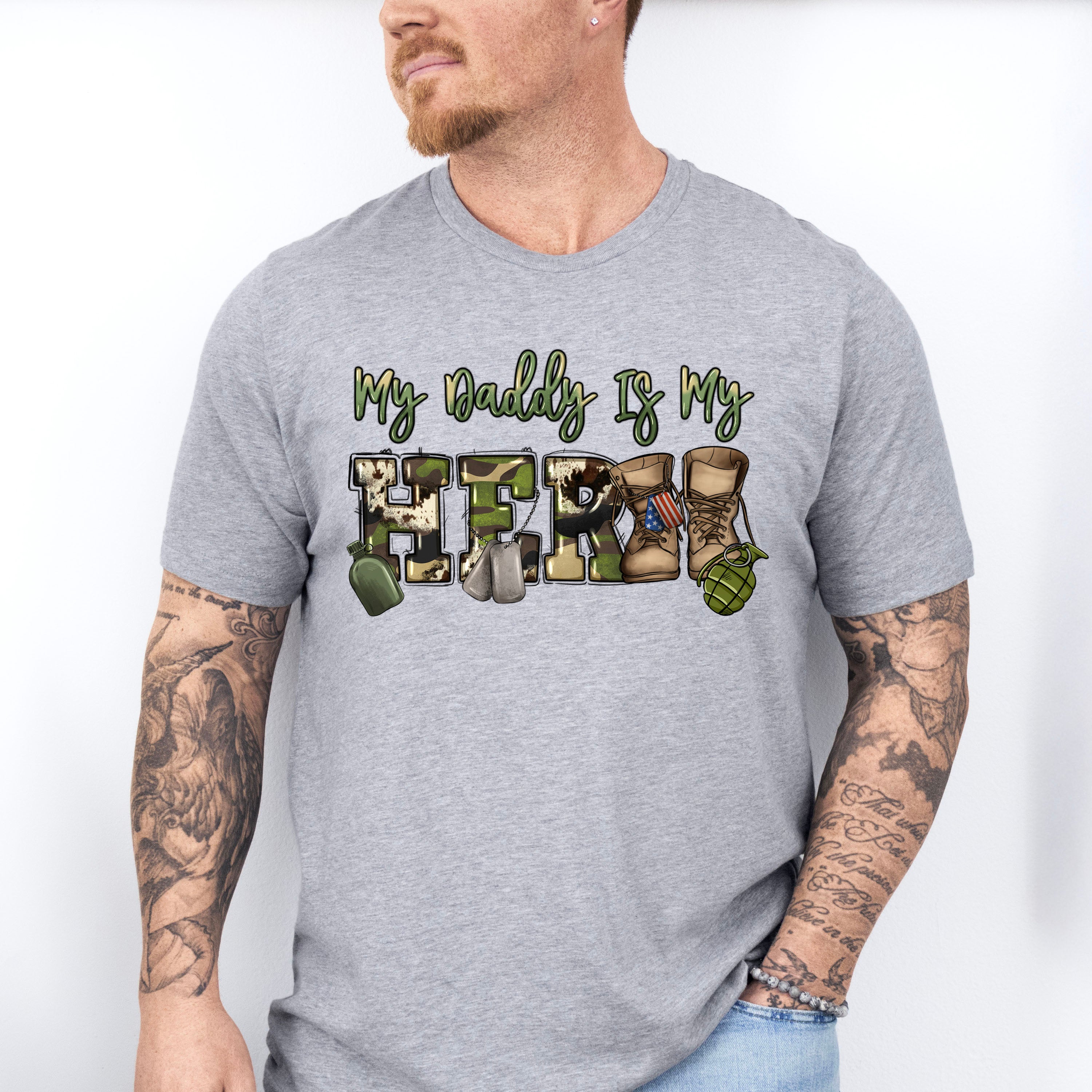 My Daddy Is My Hero - Military Unisex Crewneck T-Shirt Sweatshirt Hoodie