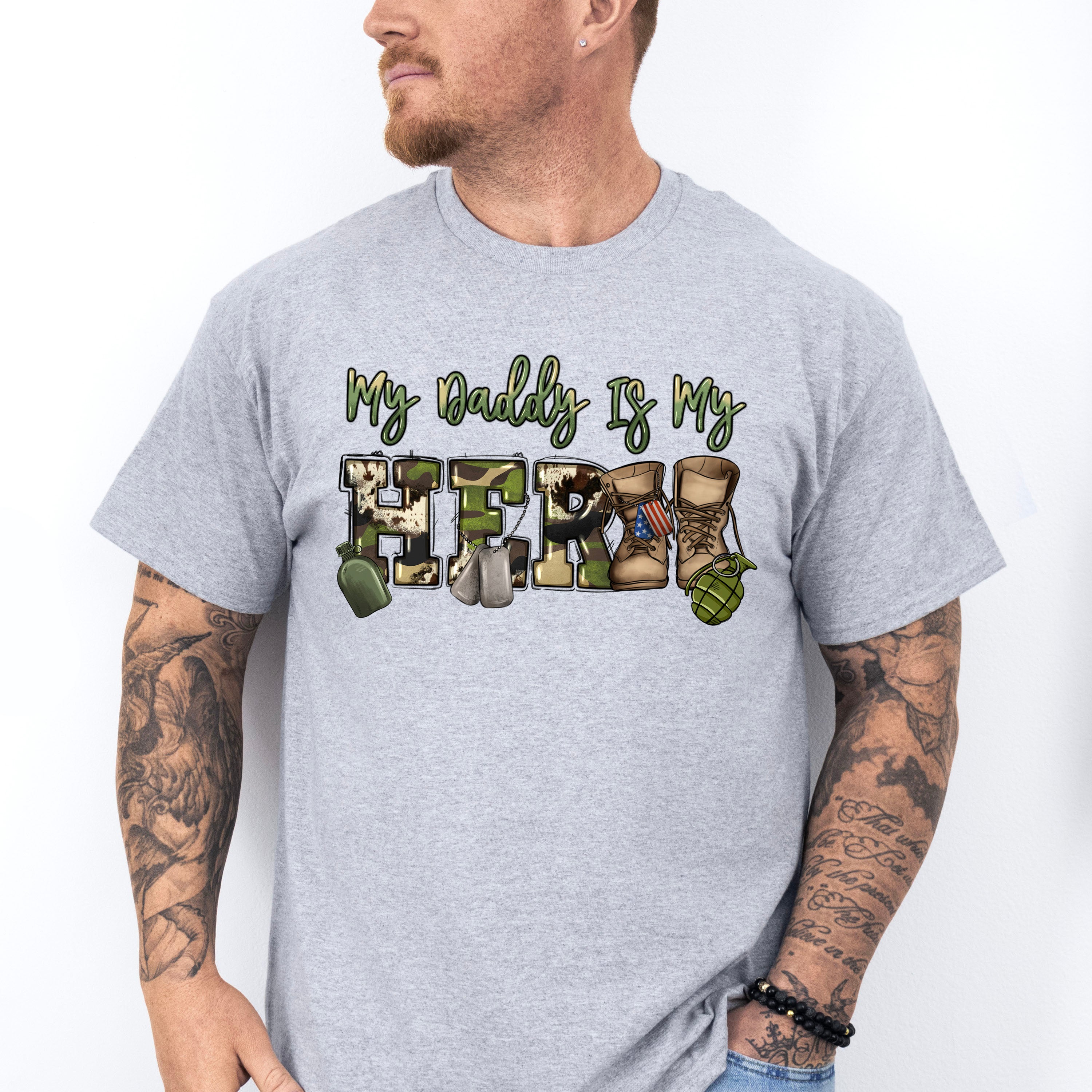 My Daddy Is My Hero - Military Unisex Crewneck T-Shirt Sweatshirt Hoodie