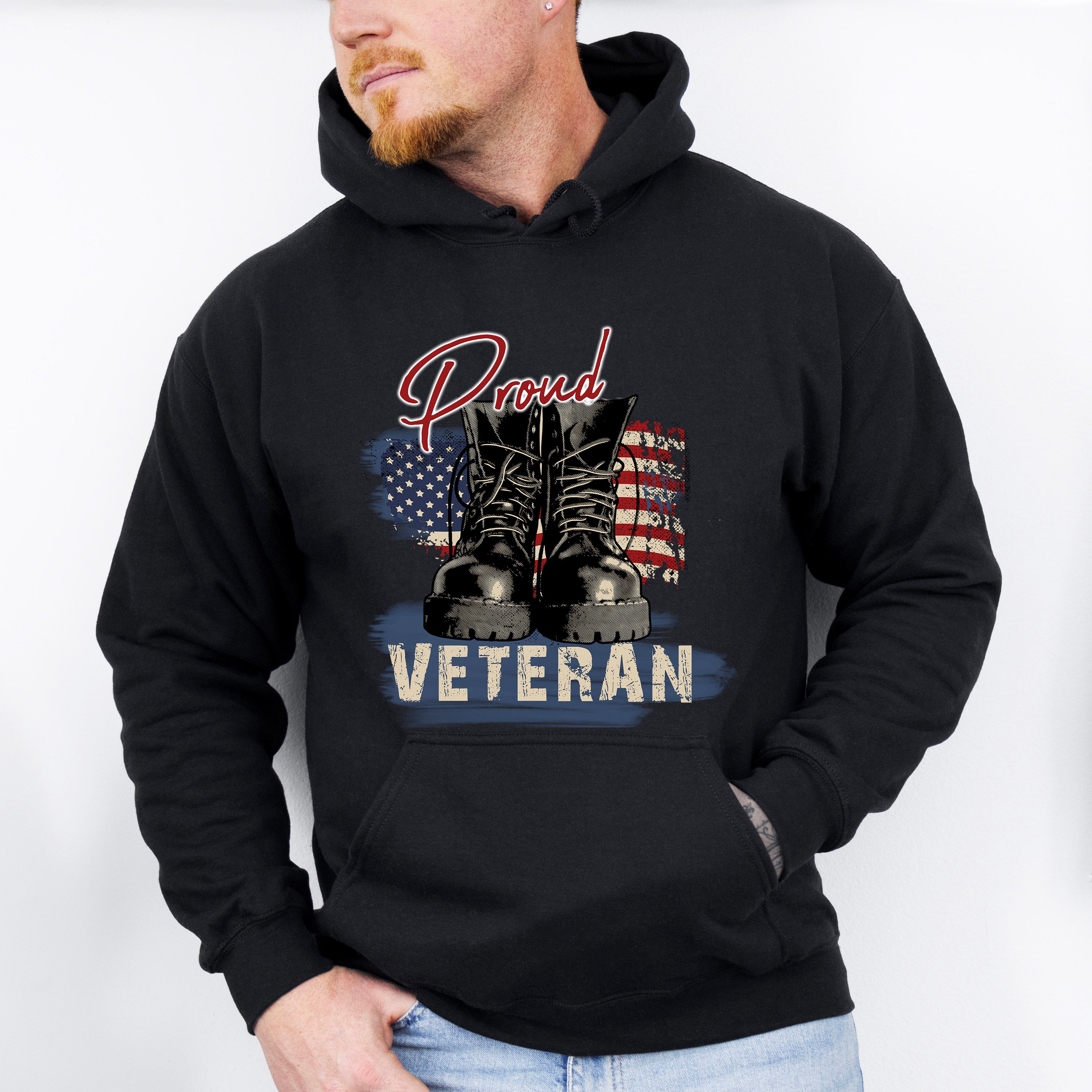 Proud Veteran Boots Design - Military Unisex Crewneck T-Shirt Sweatshirt Hoodie