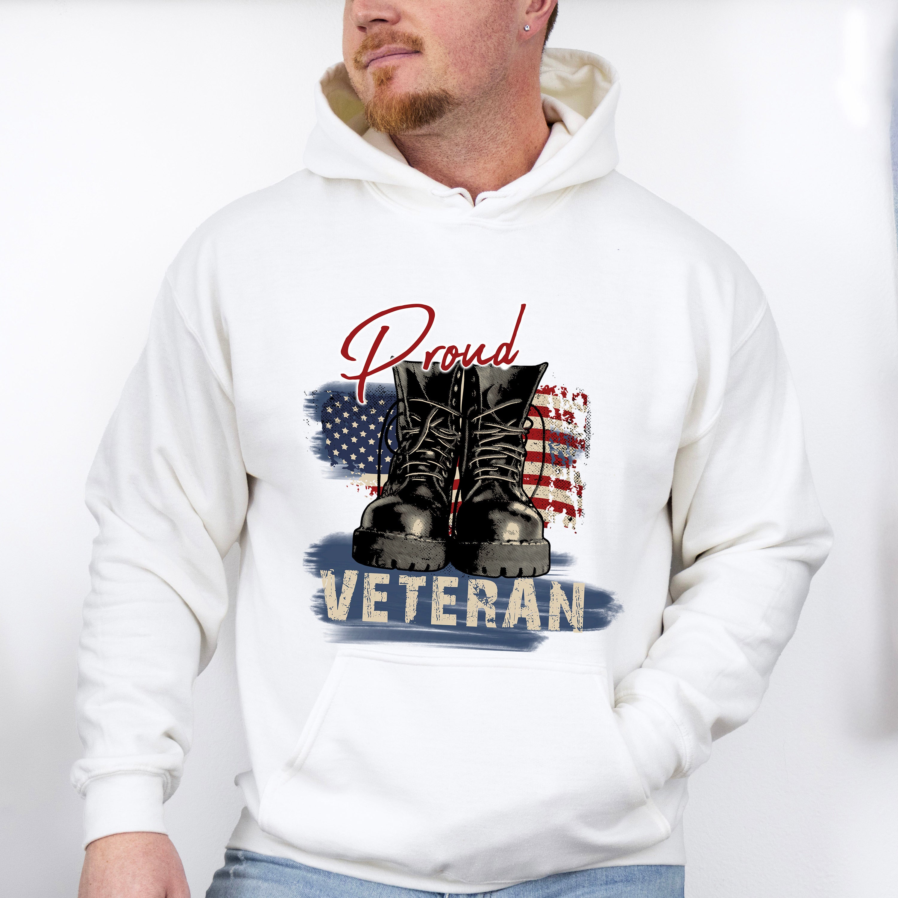 Proud Veteran Boots Design - Military Unisex Crewneck T-Shirt Sweatshirt Hoodie
