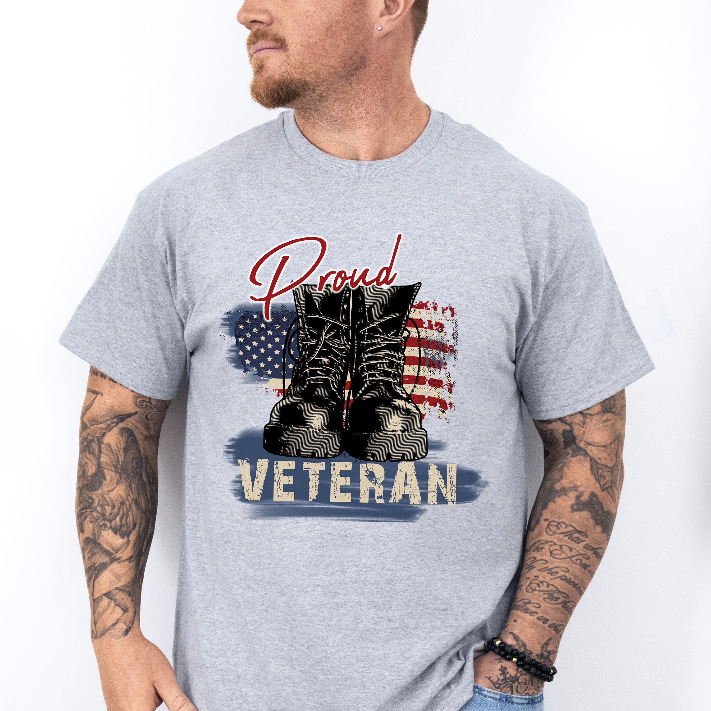 Proud Veteran Boots Design - Military Unisex Crewneck T-Shirt Sweatshirt Hoodie