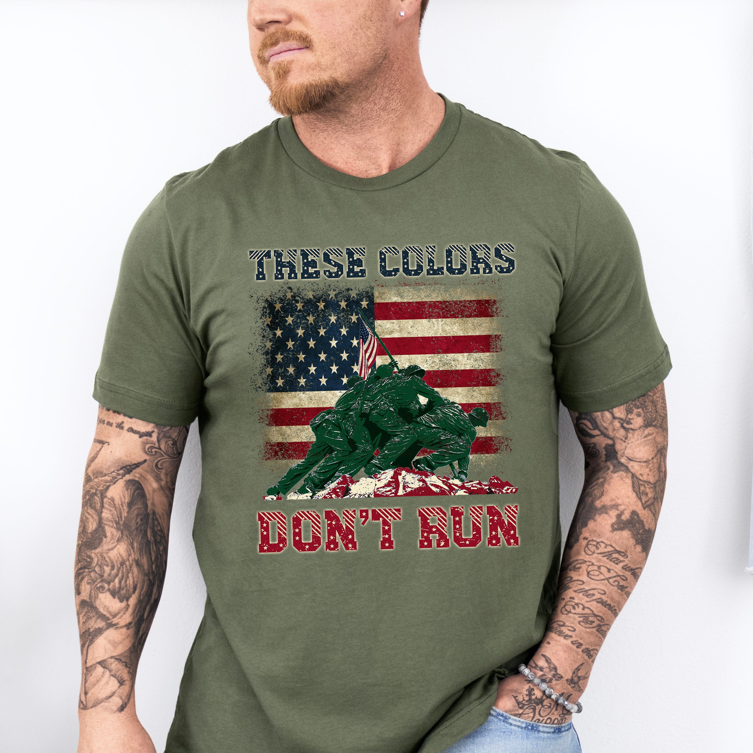 These Colors Don't Run Soldiers Design - Military Unisex Crewneck T-Shirt Sweatshirt Hoodie