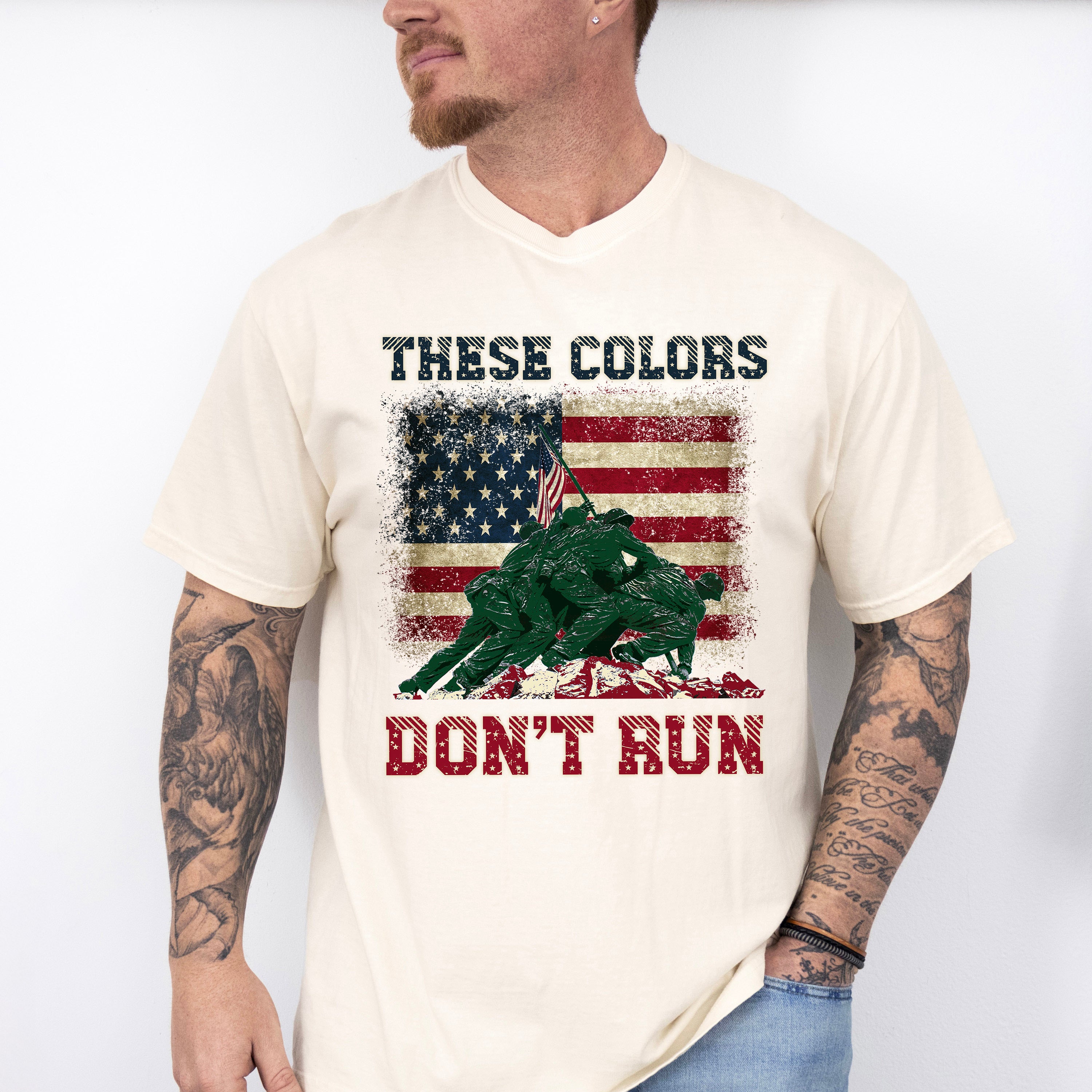 These Colors Don't Run Soldiers Design - Military Unisex Crewneck T-Shirt Sweatshirt Hoodie