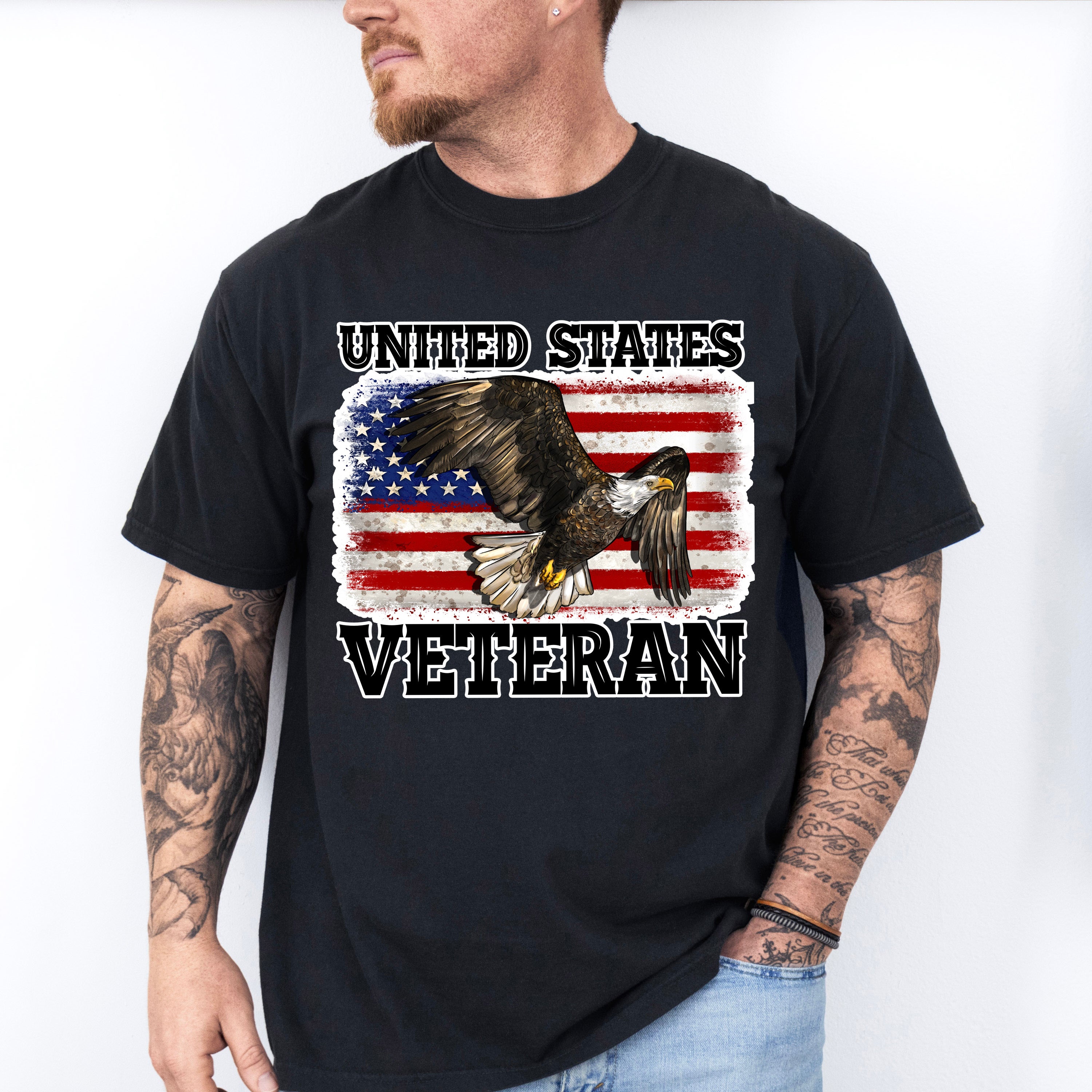 United States Veteran Eagle Design - Military Unisex Crewneck T-Shirt Sweatshirt Hoodie