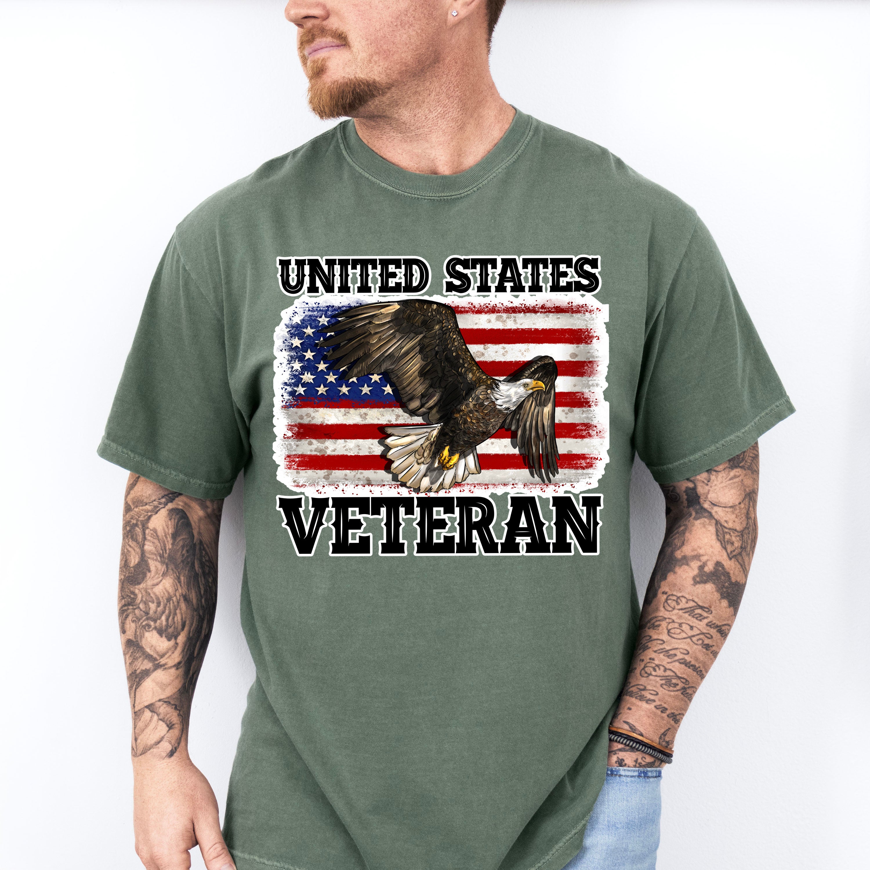 United States Veteran Eagle Design - Military Unisex Crewneck T-Shirt Sweatshirt Hoodie