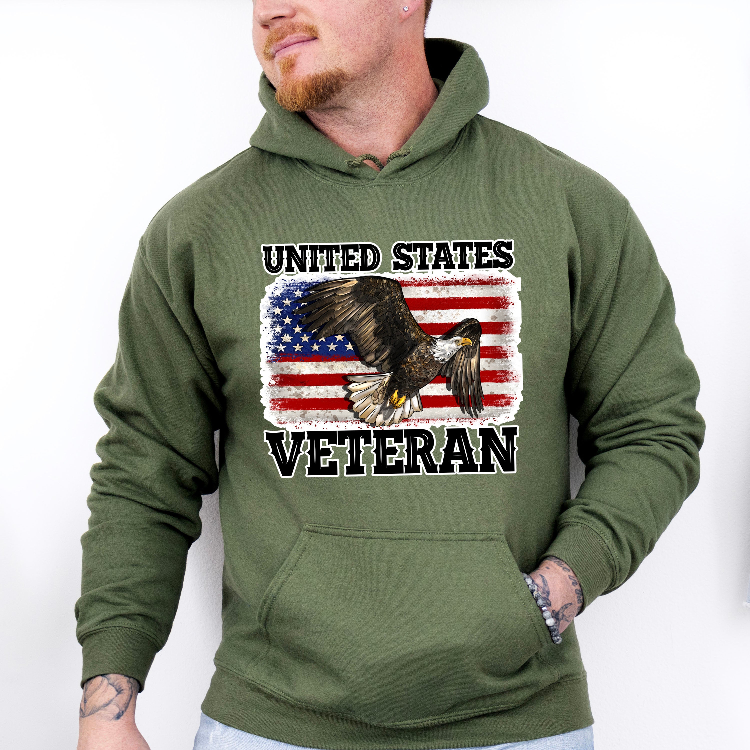 United States Veteran Eagle Design - Military Unisex Crewneck T-Shirt Sweatshirt Hoodie