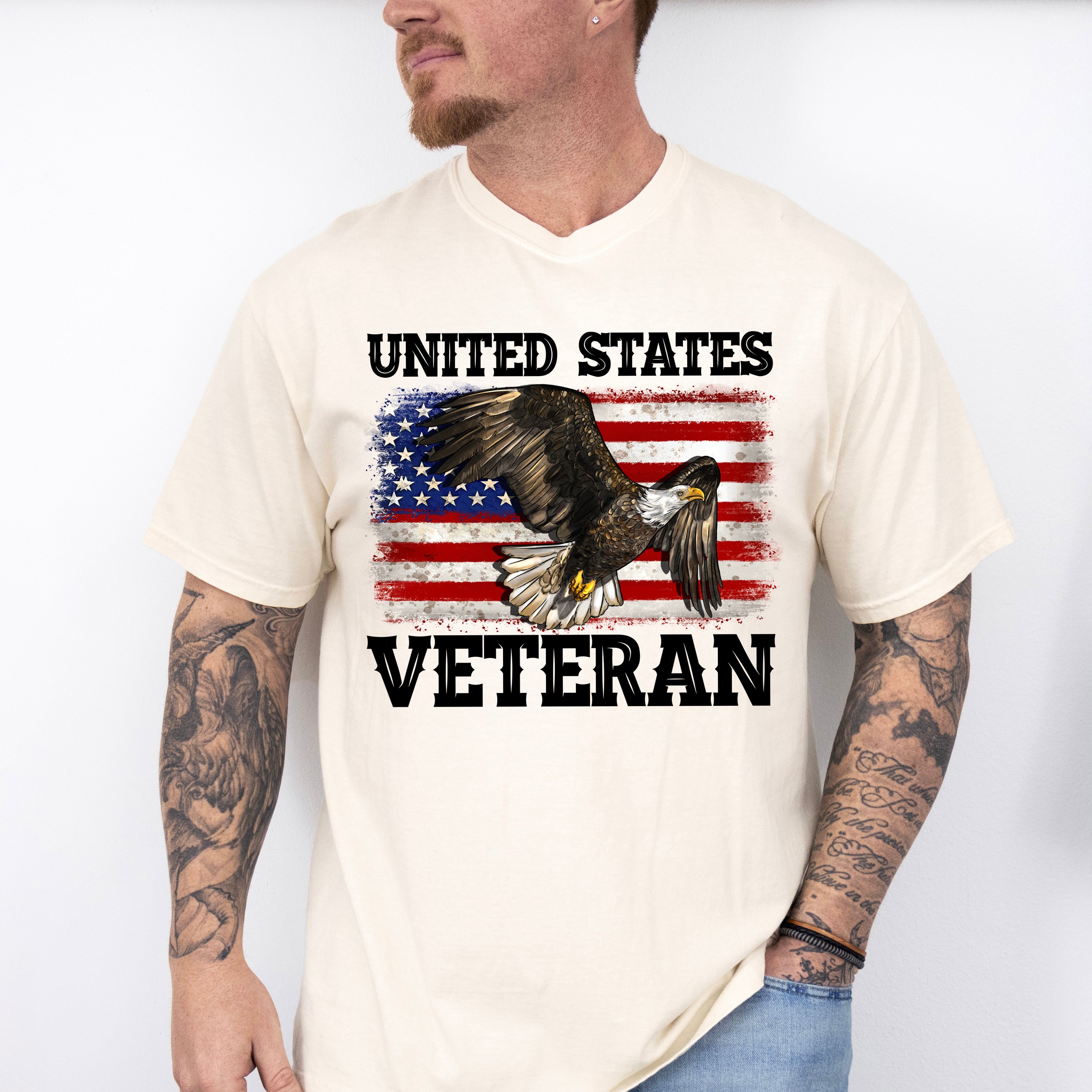 United States Veteran Eagle Design - Military Unisex Crewneck T-Shirt Sweatshirt Hoodie