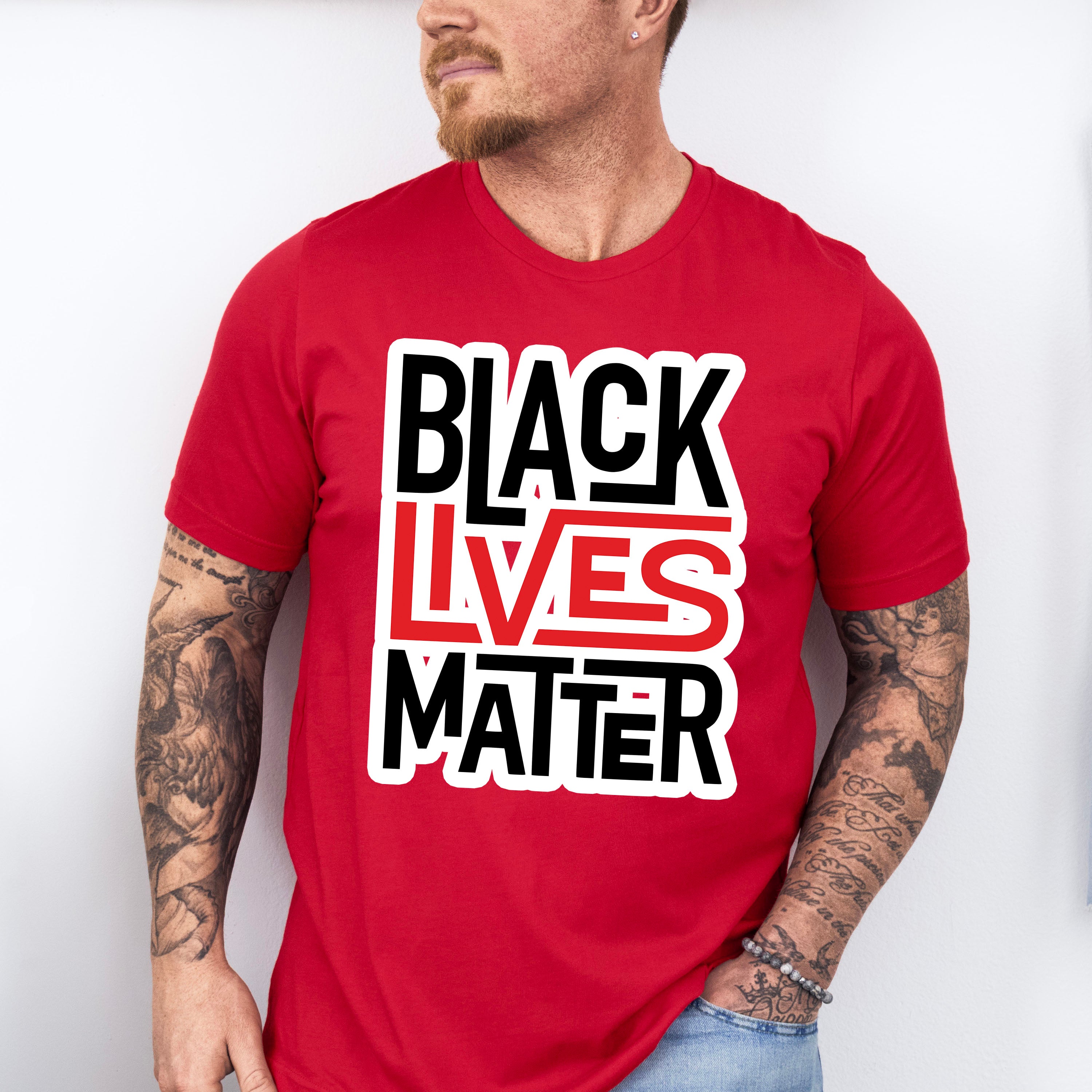 Black Lives Matter Red And Black Design - BLM Unisex Crewneck T-Shirt Sweatshirt Hoodie