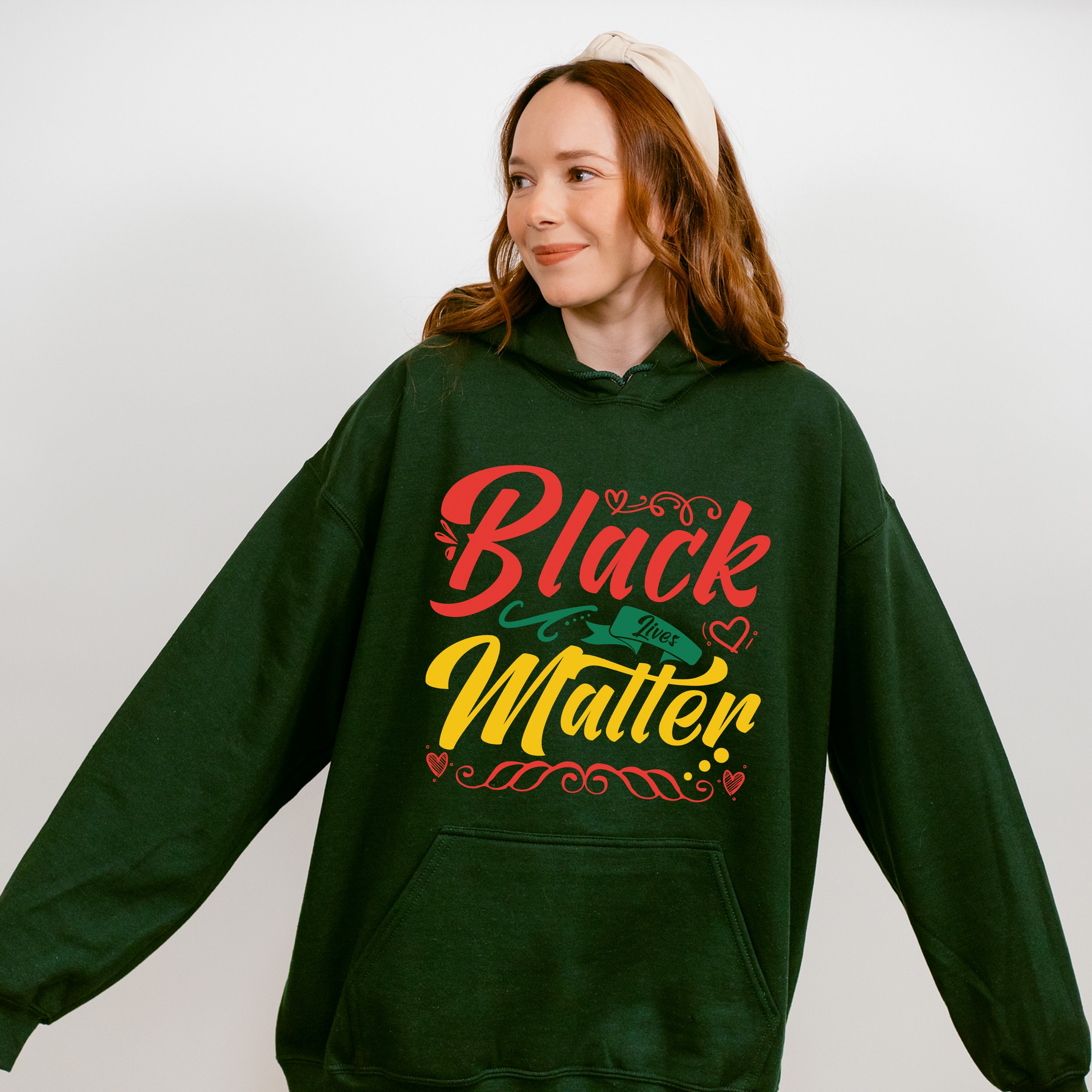 Black Lives Matter Red Green Yellow Design - BLM Unisex Crewneck T-Shirt Sweatshirt Hoodie