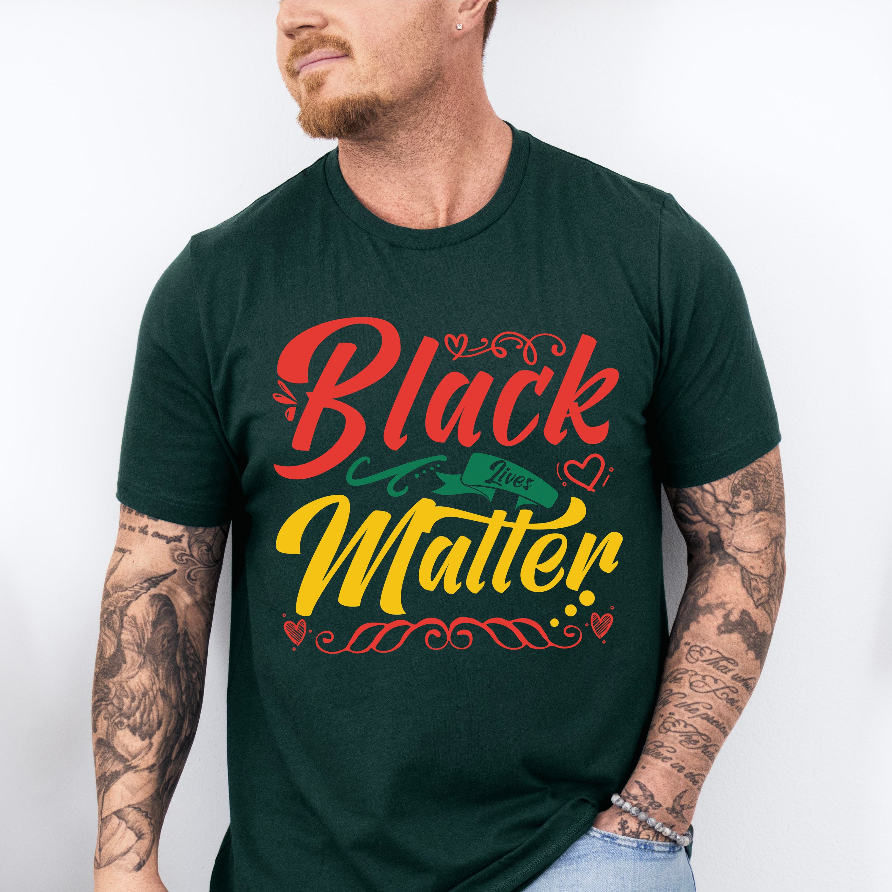 Black Lives Matter Red Green Yellow Design - BLM Unisex Crewneck T-Shirt Sweatshirt Hoodie