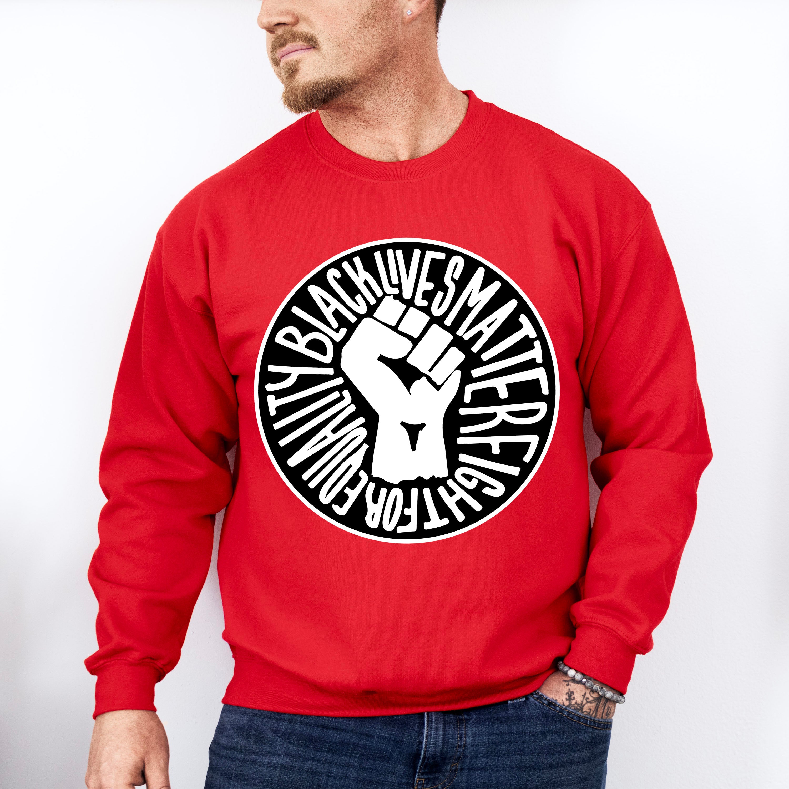 Black Lives Matter Circular Design - BLM Unisex Crewneck T-Shirt Sweatshirt Hoodie