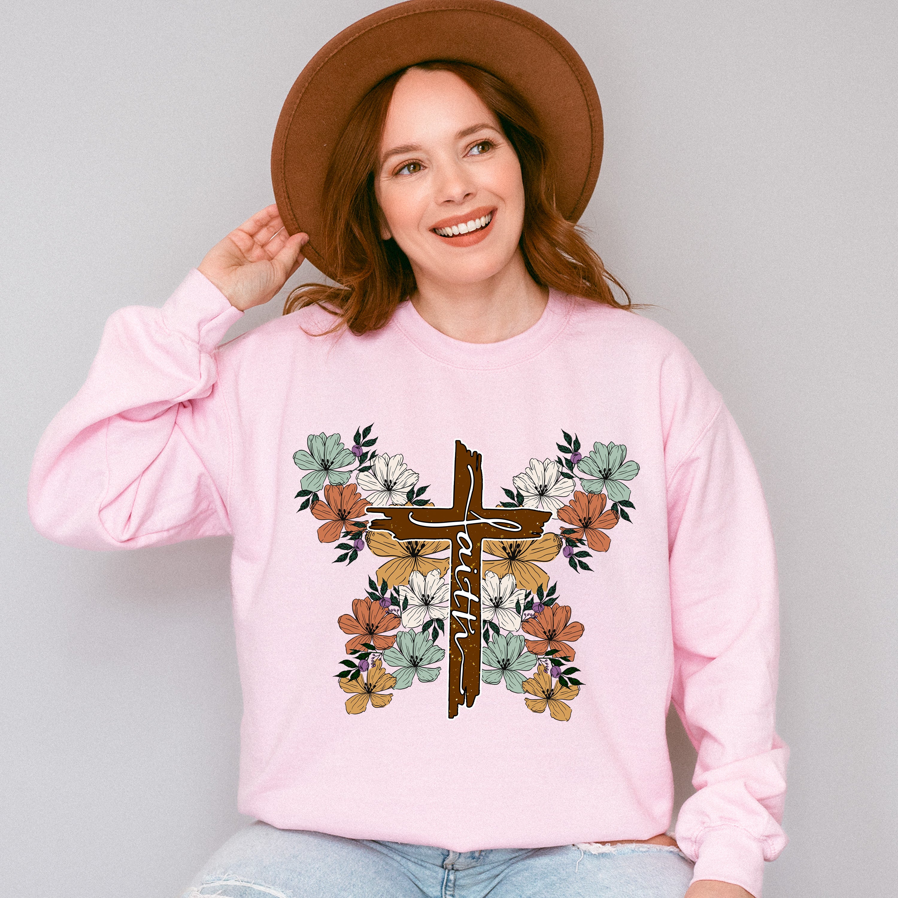 Faith Flowers Design - Christianity Unisex Crewneck T-Shirt Sweatshirt Hoodie
