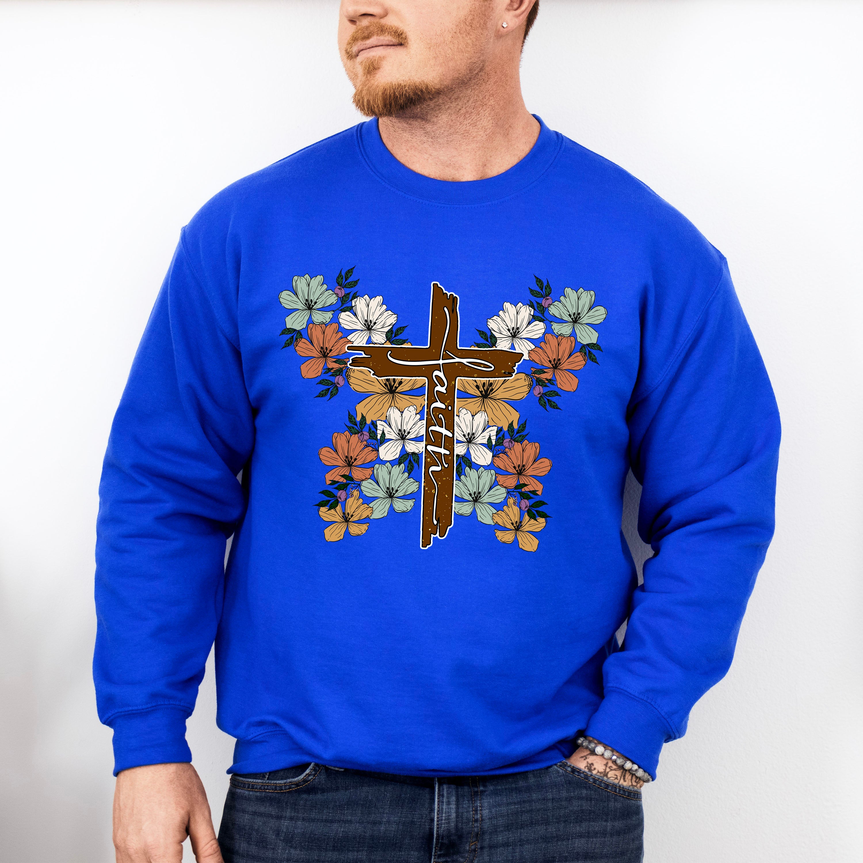 Faith Flowers Design - Christianity Unisex Crewneck T-Shirt Sweatshirt Hoodie
