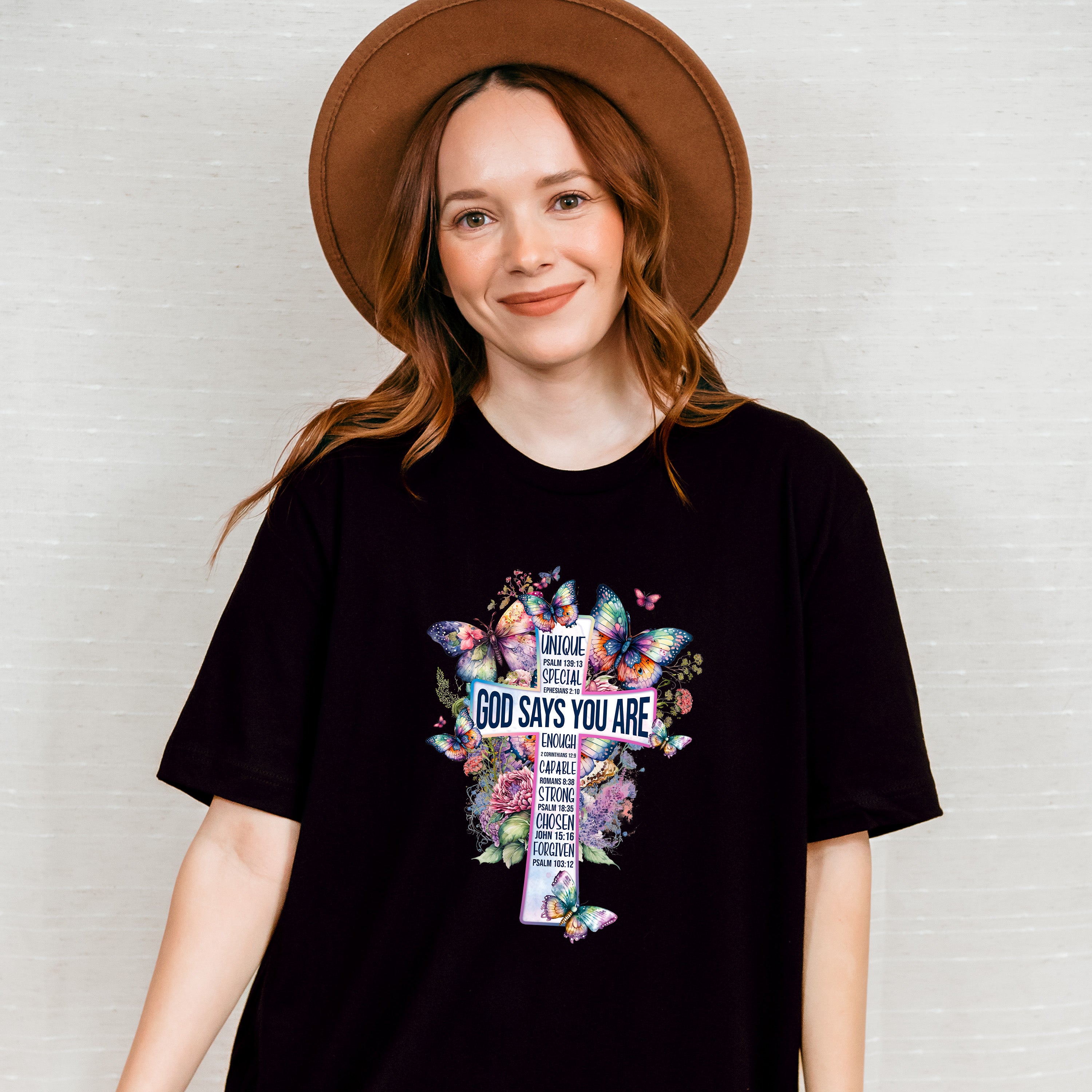 God Says You Are Butterfly Colorful Design - Christianity Unisex Crewneck T-Shirt Sweatshirt Hoodie