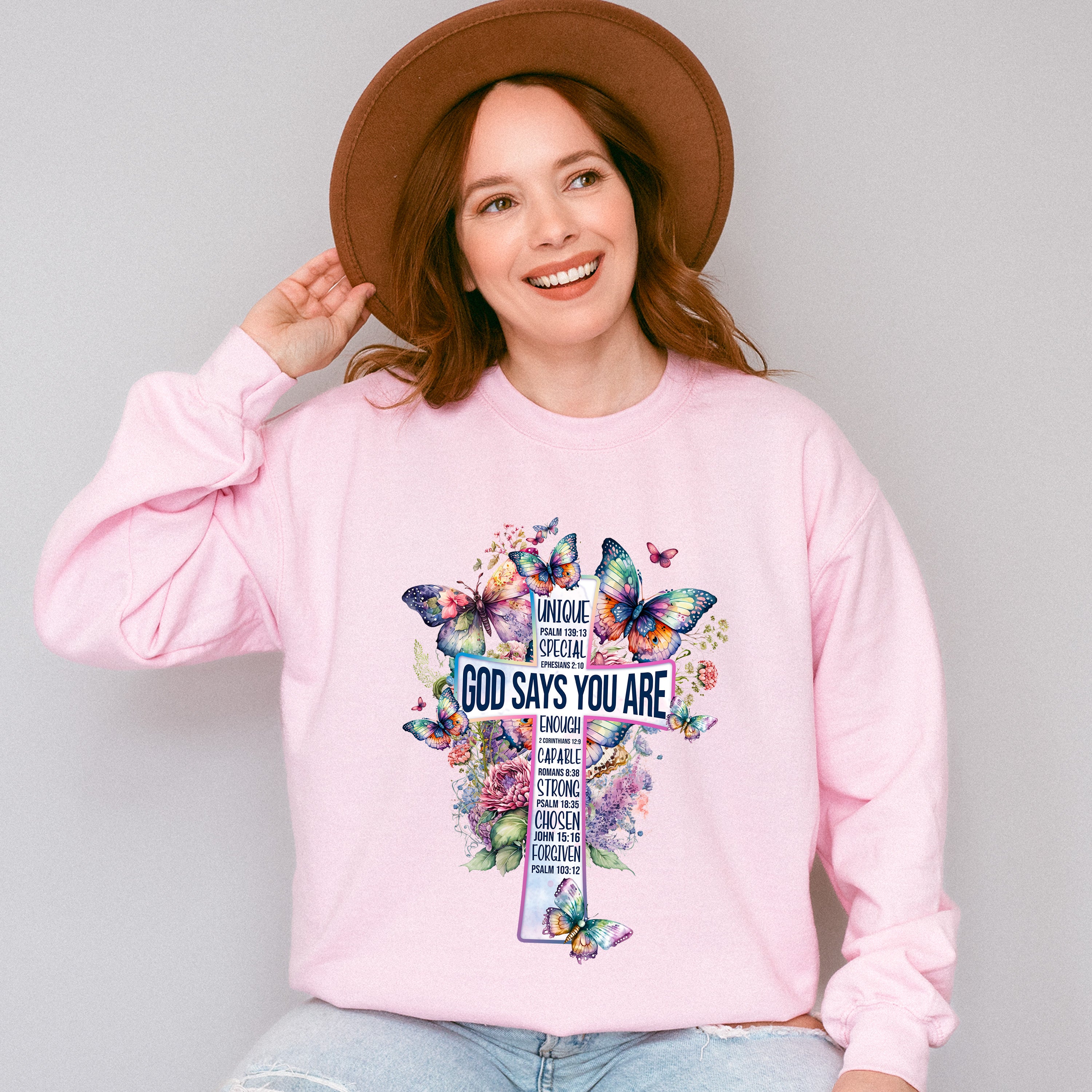 God Says You Are Butterfly Colorful Design - Christianity Unisex Crewneck T-Shirt Sweatshirt Hoodie