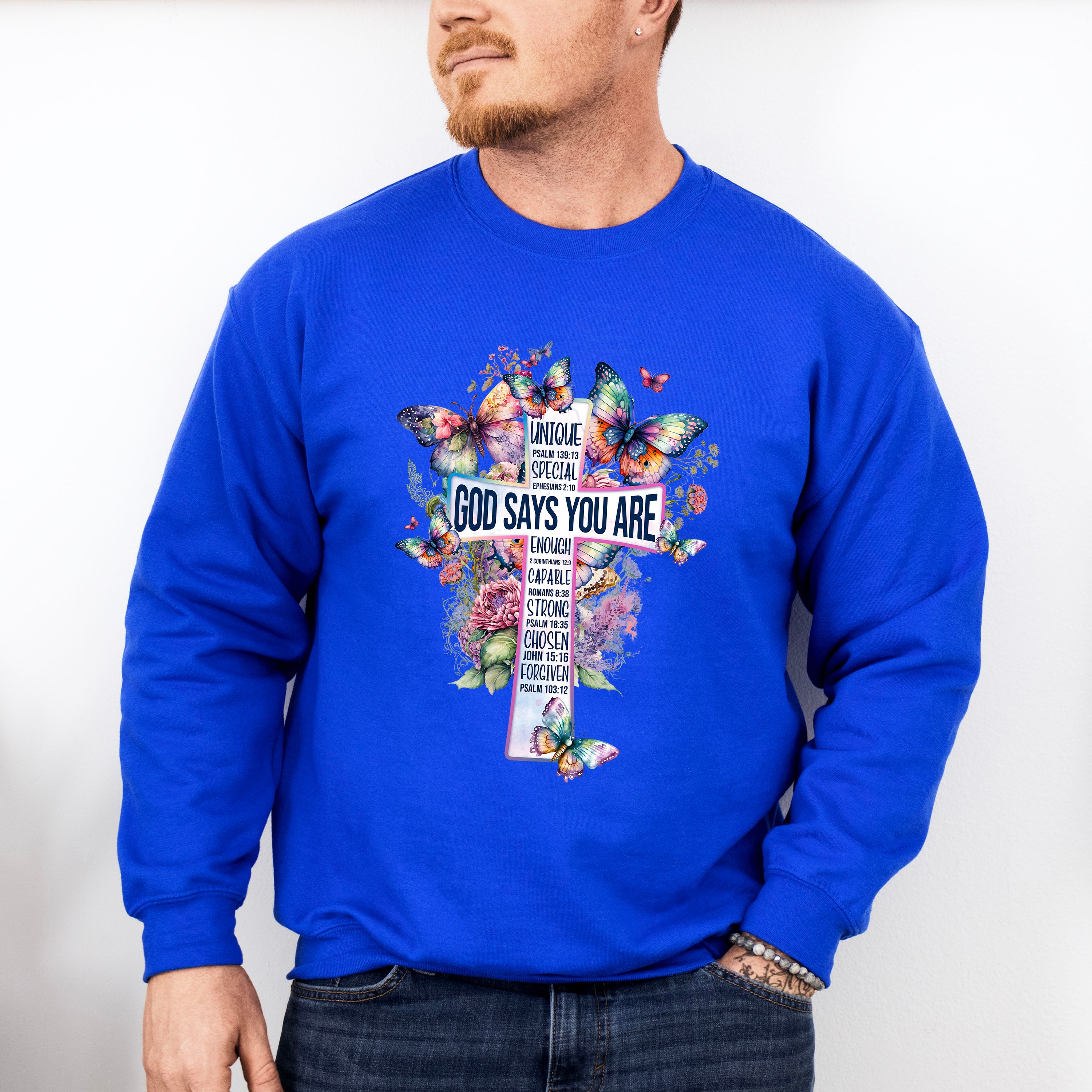 God Says You Are Butterfly Colorful Design - Christianity Unisex Crewneck T-Shirt Sweatshirt Hoodie