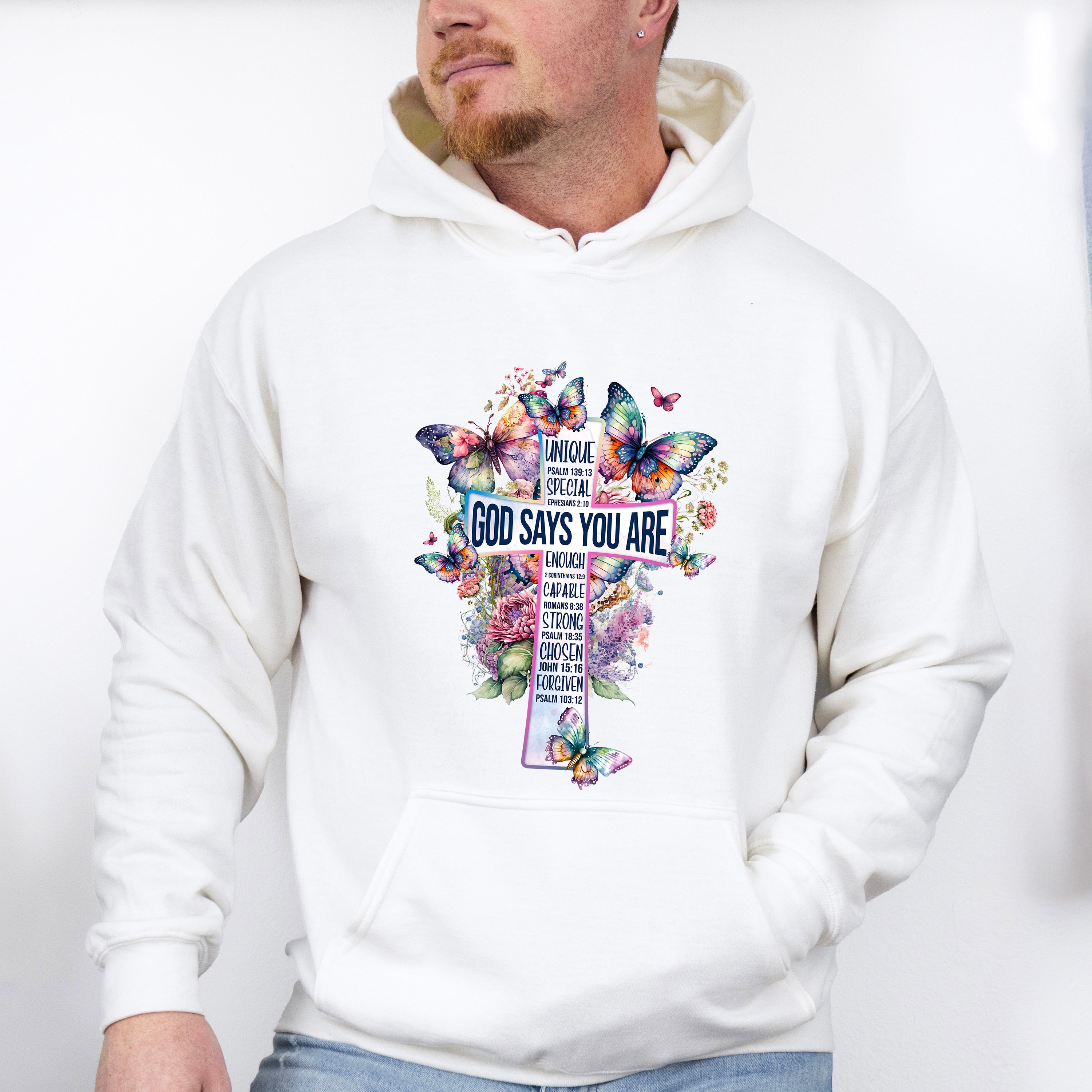 God Says You Are Butterfly Colorful Design - Christianity Unisex Crewneck T-Shirt Sweatshirt Hoodie