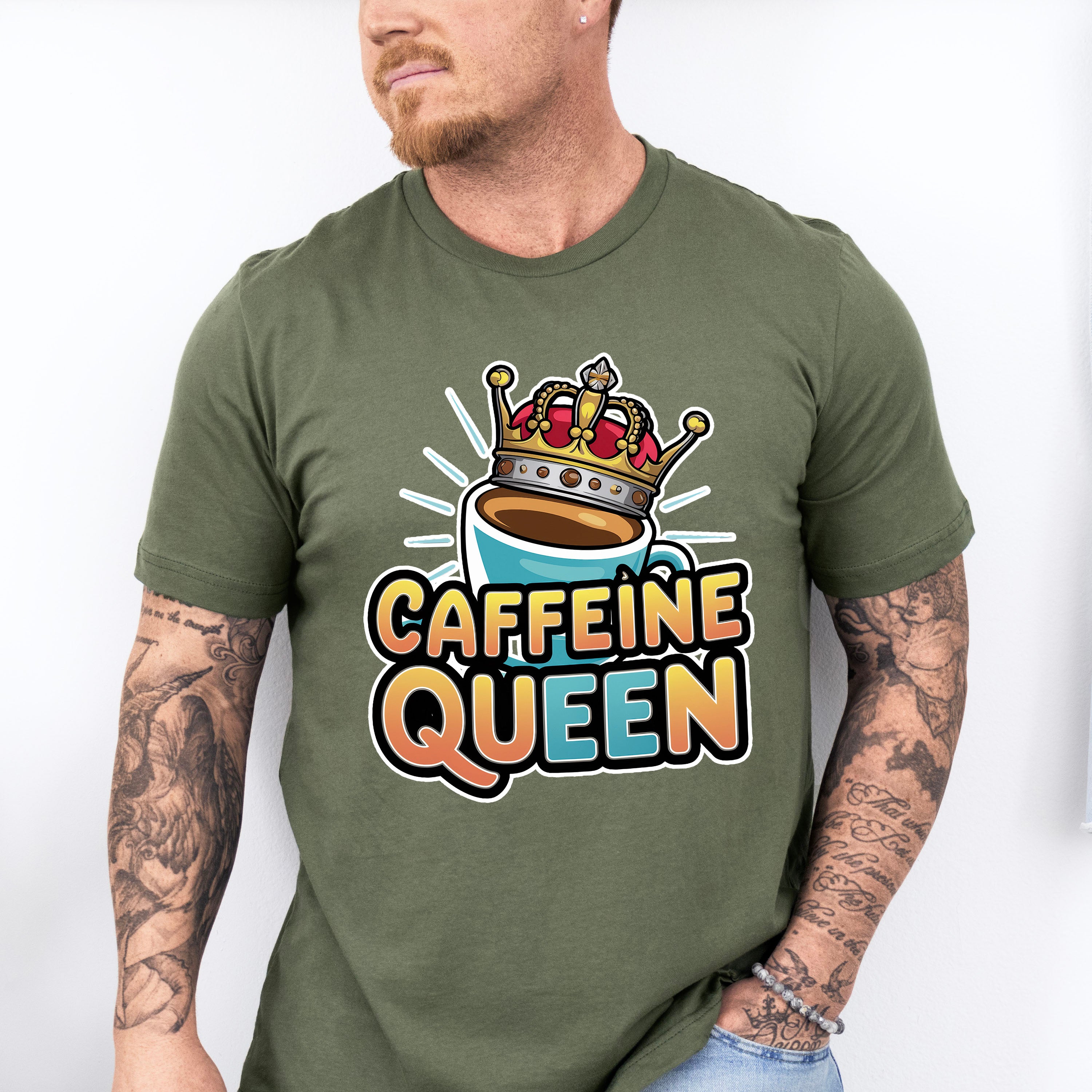 Caffeine Queen Blue Design - Coffee Unisex Crewneck T-Shirt Sweatshirt Hoodie