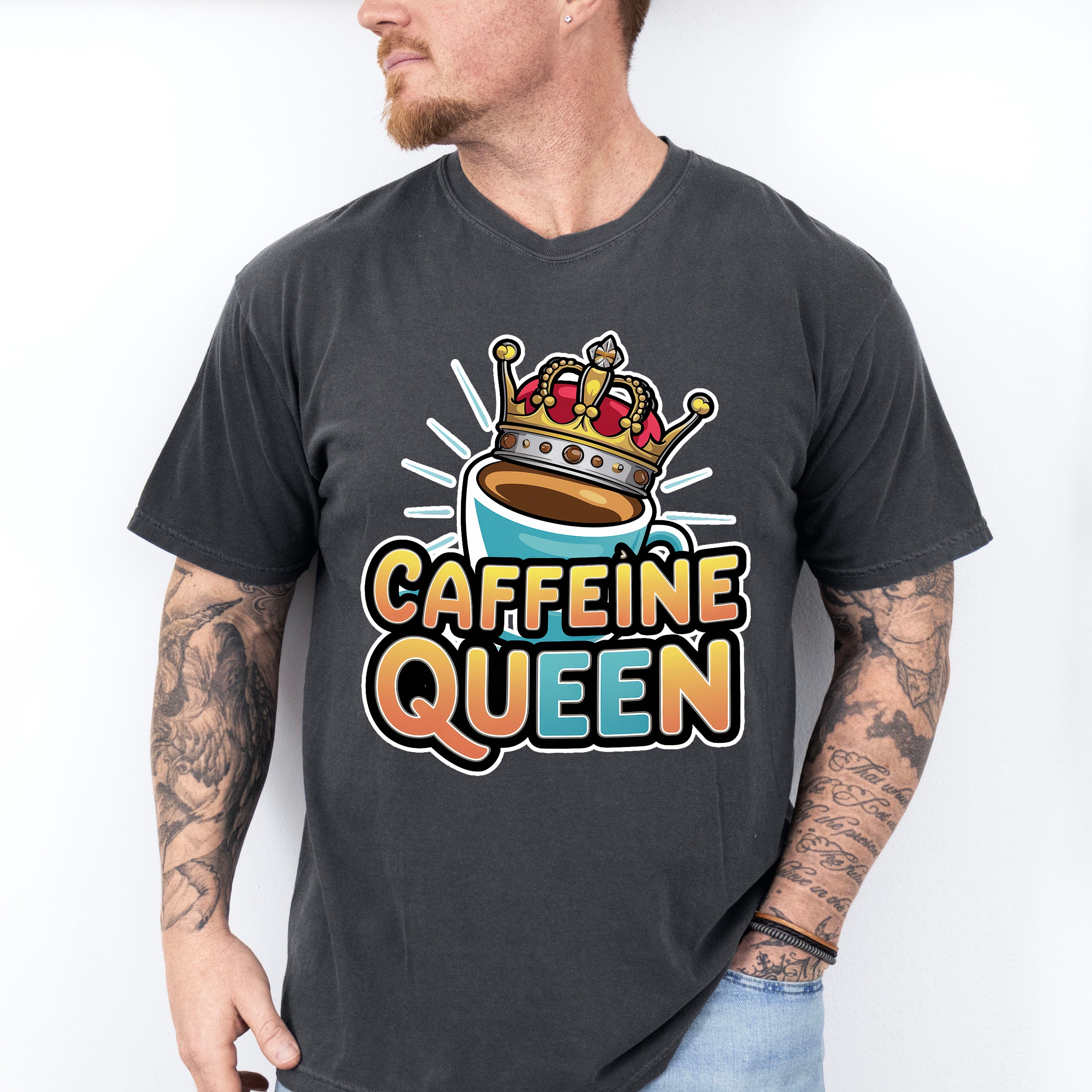 Caffeine Queen Blue Design - Coffee Unisex Crewneck T-Shirt Sweatshirt Hoodie