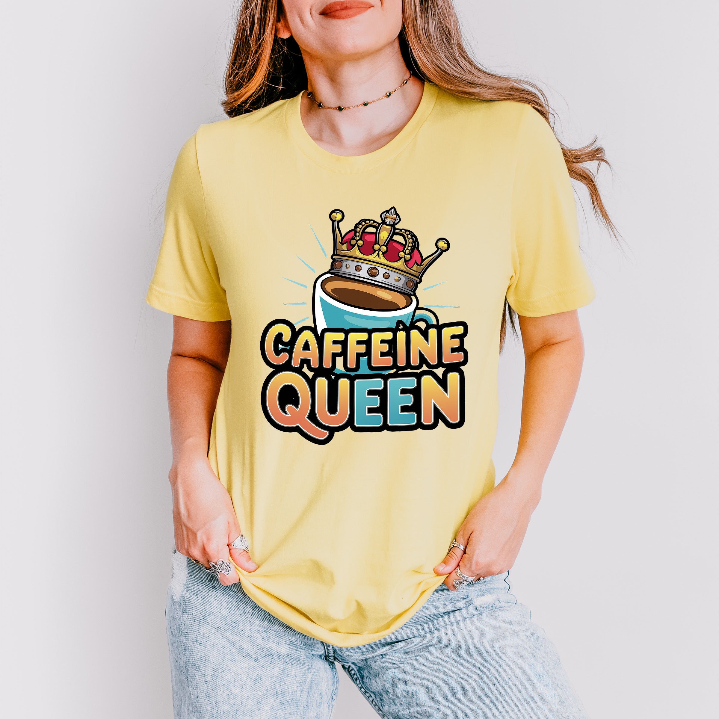 Caffeine Queen Blue Design - Coffee Unisex Crewneck T-Shirt Sweatshirt Hoodie
