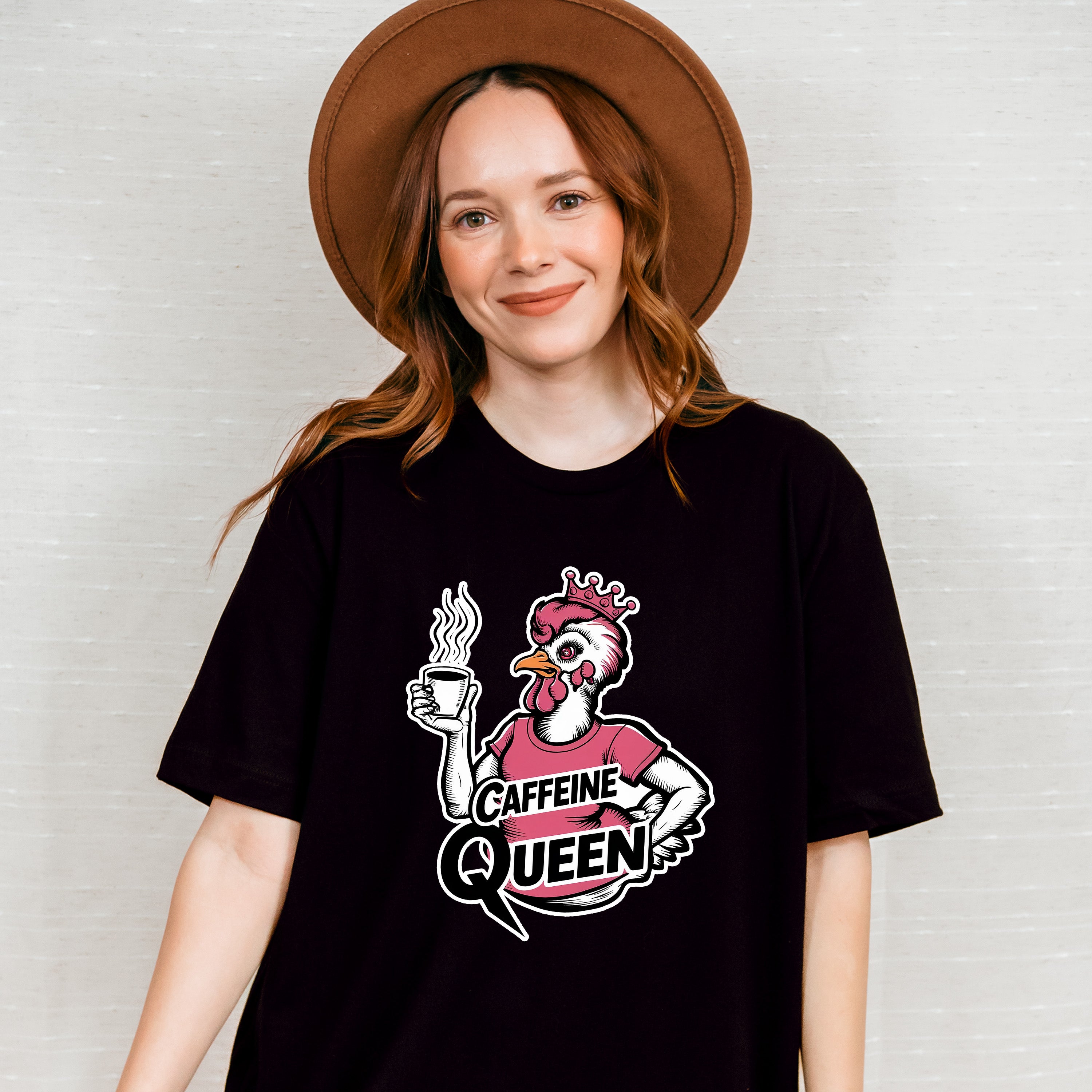Caffeine Queen Pink Design - Coffee Unisex Crewneck T-Shirt Sweatshirt Hoodie
