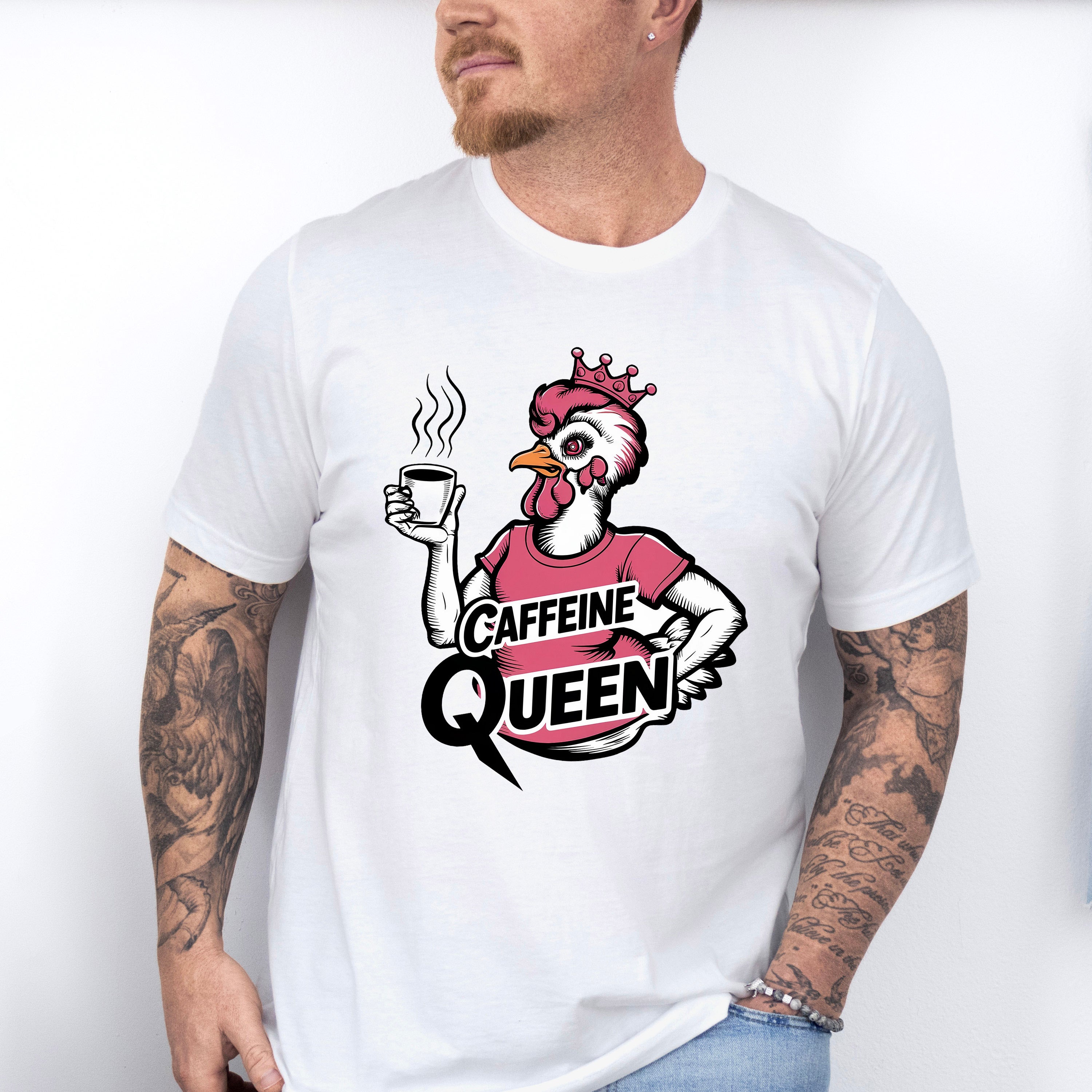Caffeine Queen Pink Design - Coffee Unisex Crewneck T-Shirt Sweatshirt Hoodie