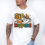 Sip Happens Colorful Design - Coffee Unisex Crewneck T-Shirt Sweatshirt Hoodie