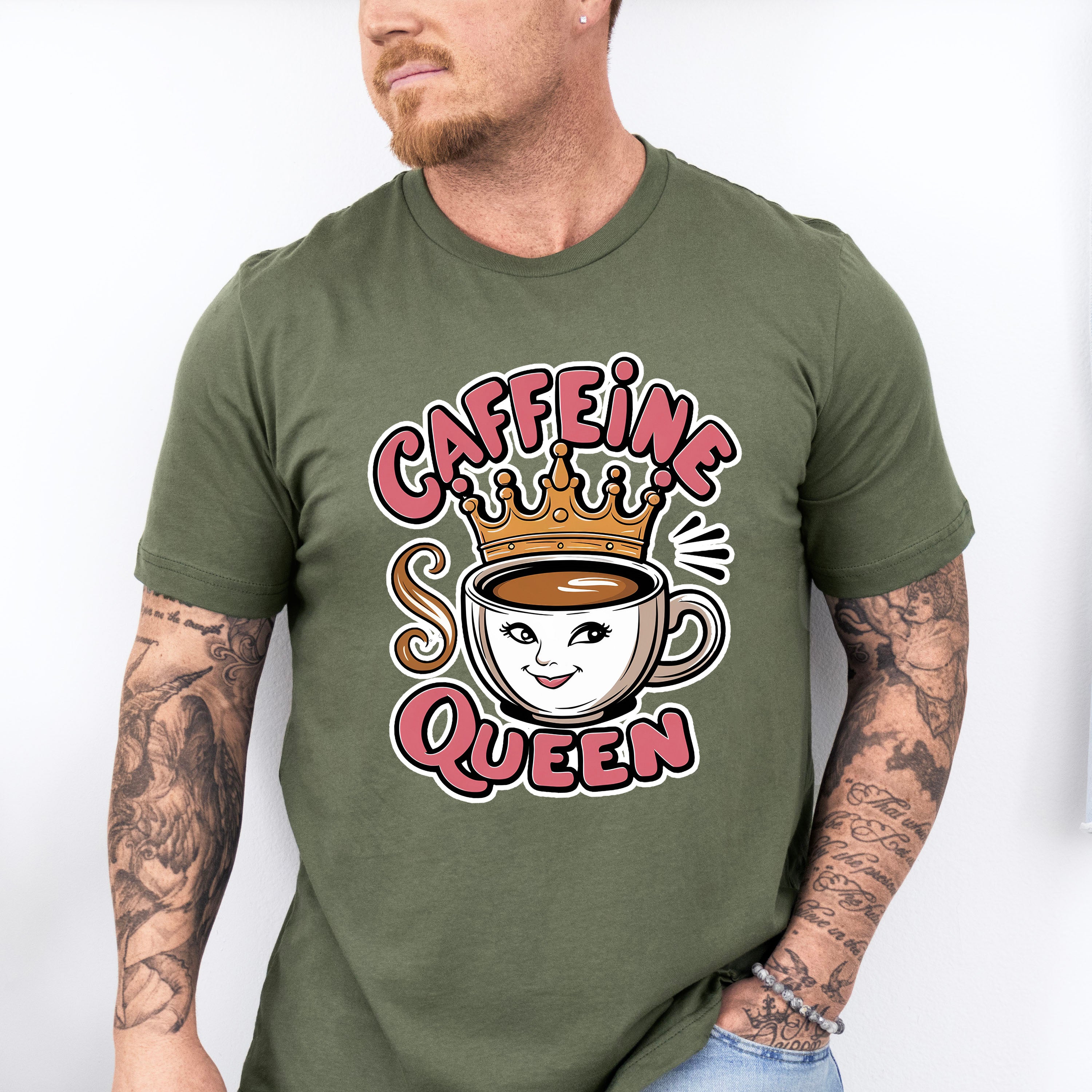 Caffeine Queen Cup Design - Coffee Unisex Crewneck T-Shirt Sweatshirt Hoodie