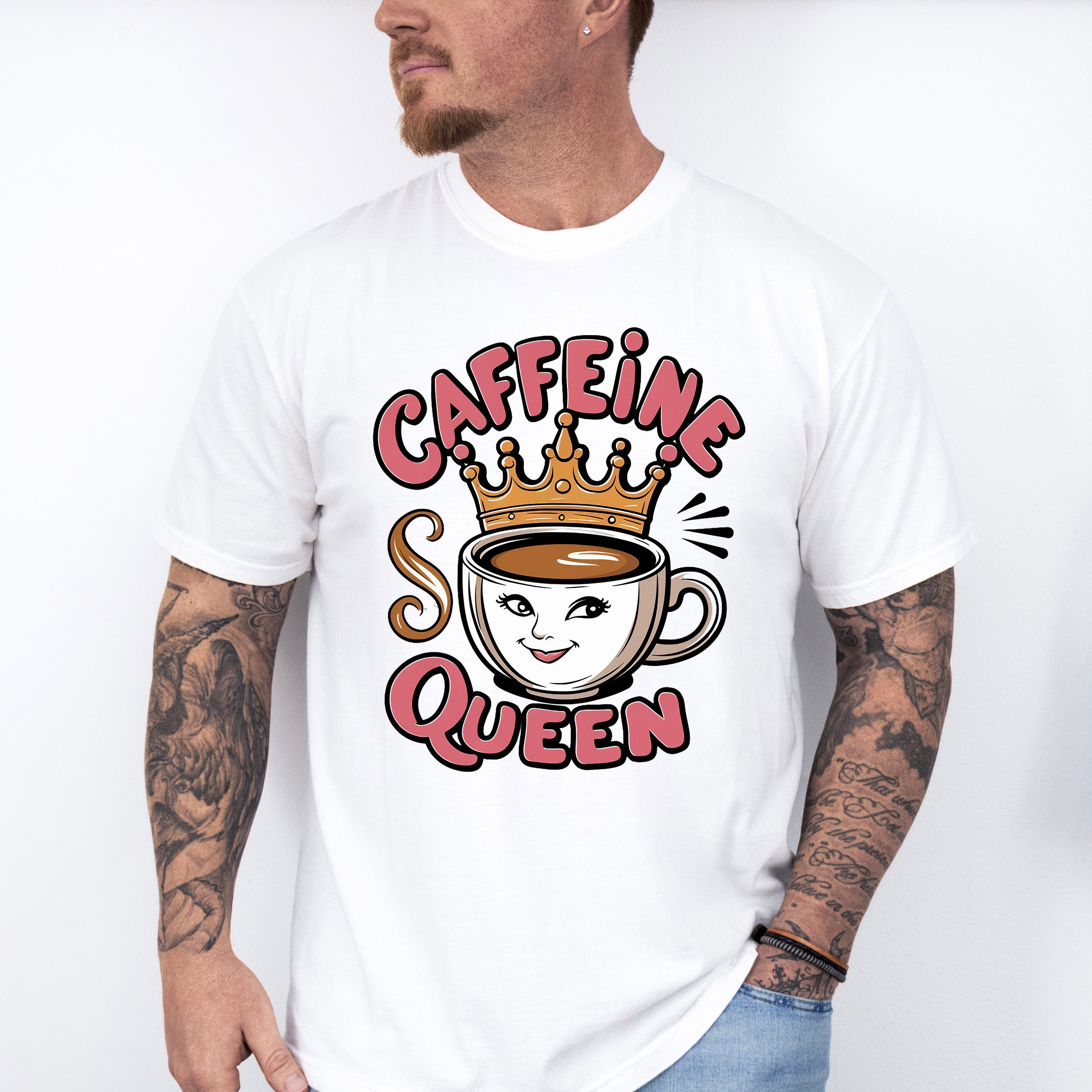 Caffeine Queen Cup Design - Coffee Unisex Crewneck T-Shirt Sweatshirt Hoodie