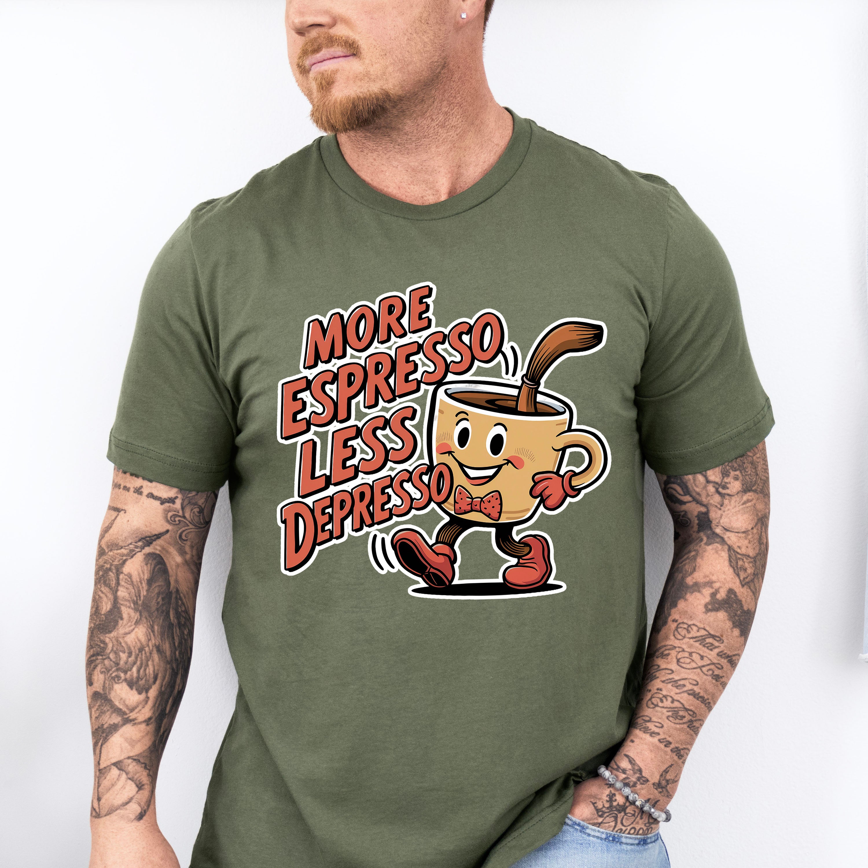 More Espresso Less Depresso - Coffee Unisex Crewneck T-Shirt Sweatshirt Hoodie