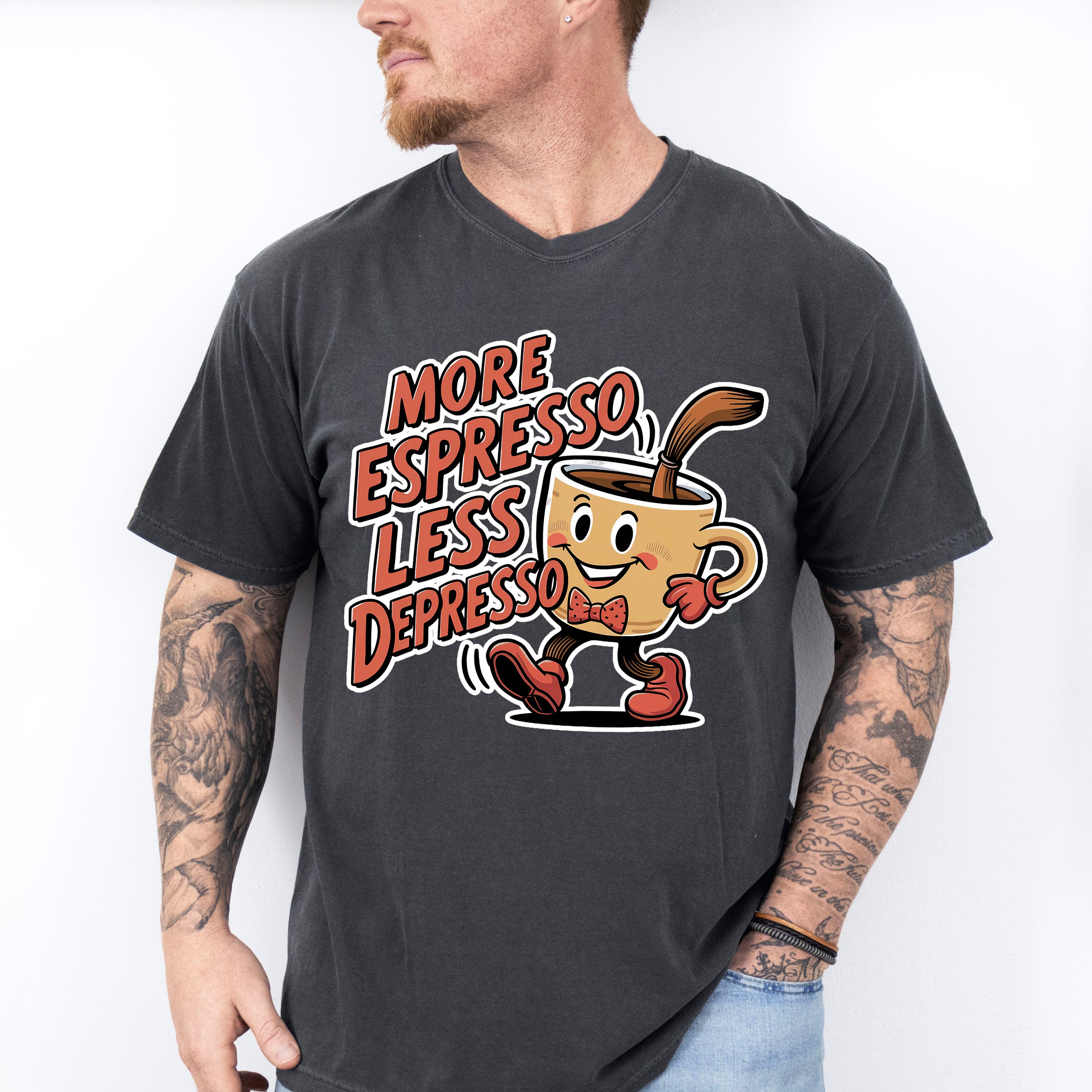 More Espresso Less Depresso - Coffee Unisex Crewneck T-Shirt Sweatshirt Hoodie