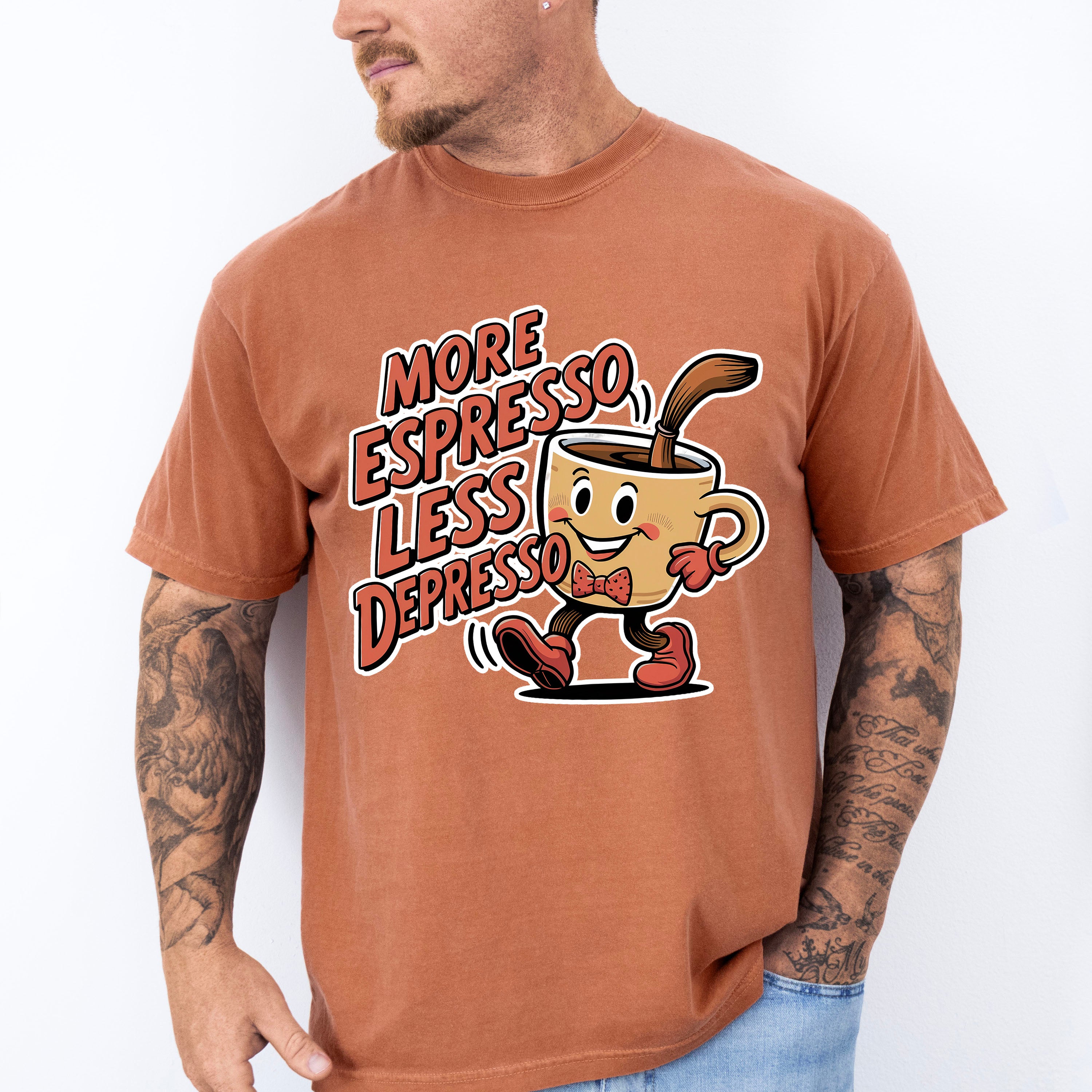 More Espresso Less Depresso - Coffee Unisex Crewneck T-Shirt Sweatshirt Hoodie