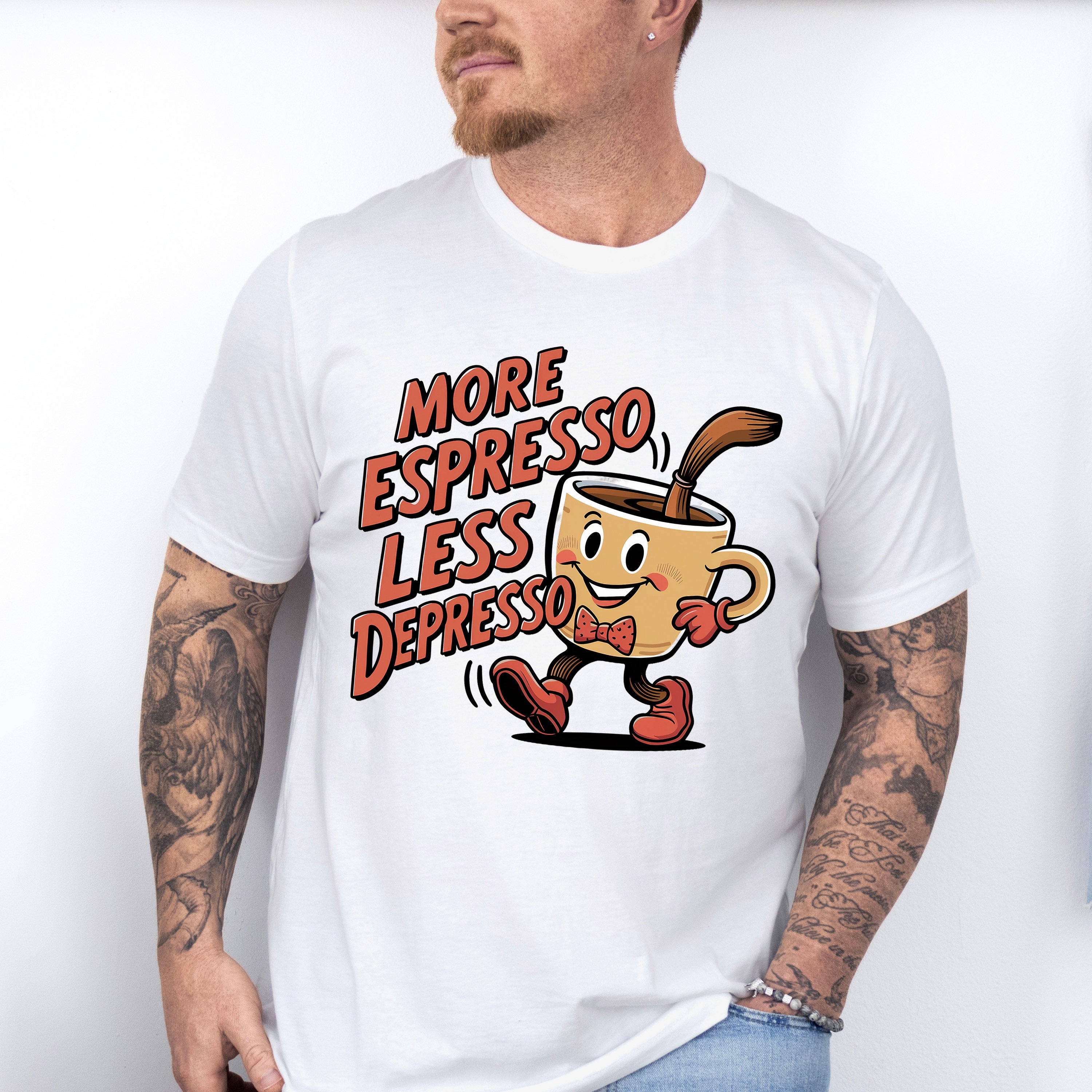 More Espresso Less Depresso - Coffee Unisex Crewneck T-Shirt Sweatshirt Hoodie