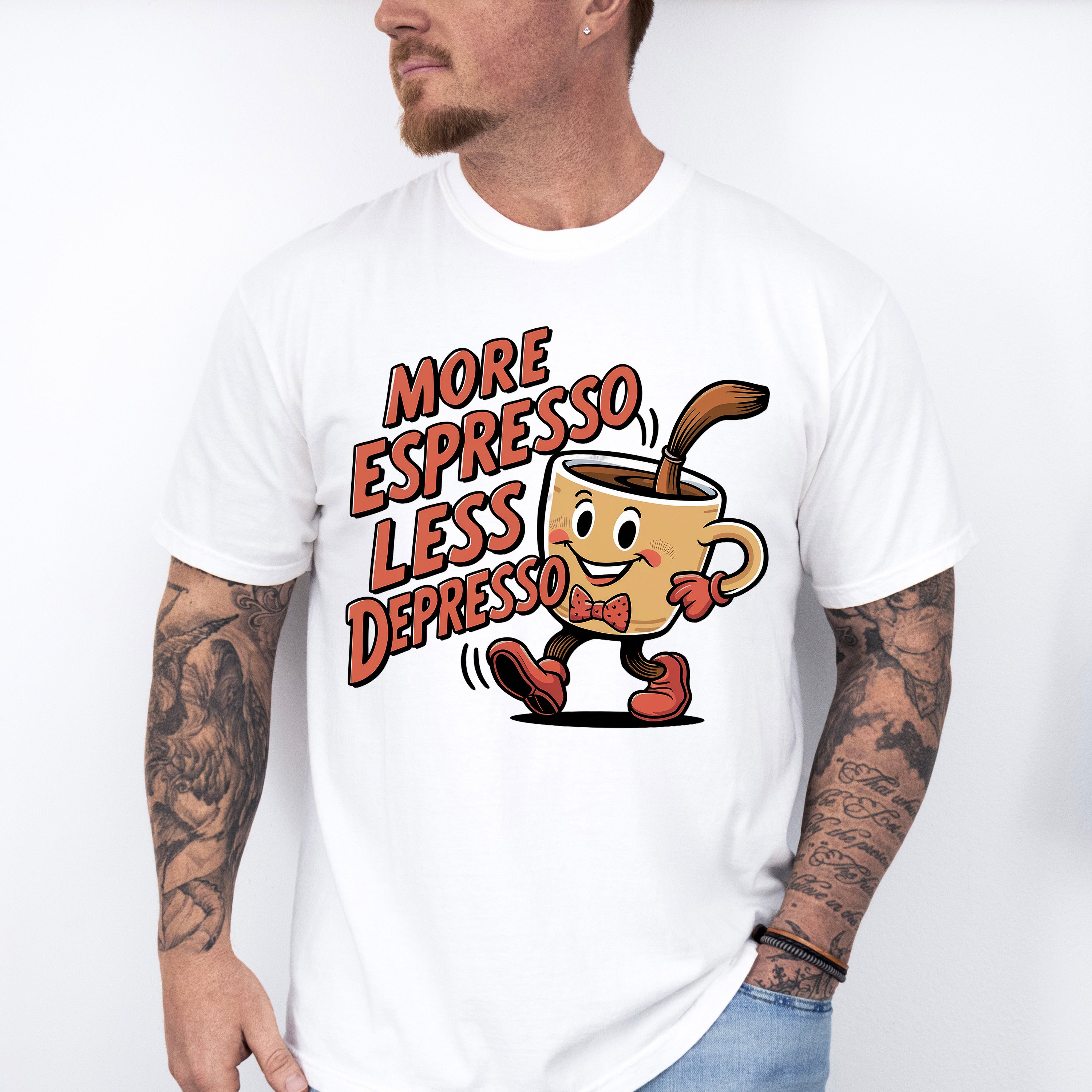 More Espresso Less Depresso - Coffee Unisex Crewneck T-Shirt Sweatshirt Hoodie